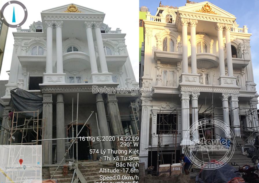 Thi công biệt thự 3 tầng tân cổ điển TC19002, giai đoạn thi công phần thô – mặt ngoài công trình (3)