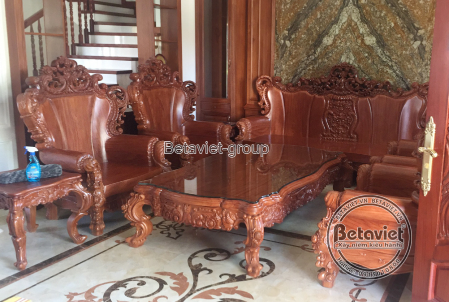 Thi công biệt thự TC19155, giai đoạn thi công nội thất – phòng khách