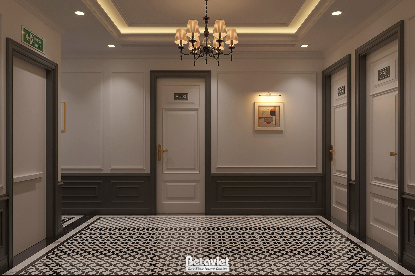Nội thất đại sảnh biệt thự Art Deco KT2009029 – góc nhìn 3