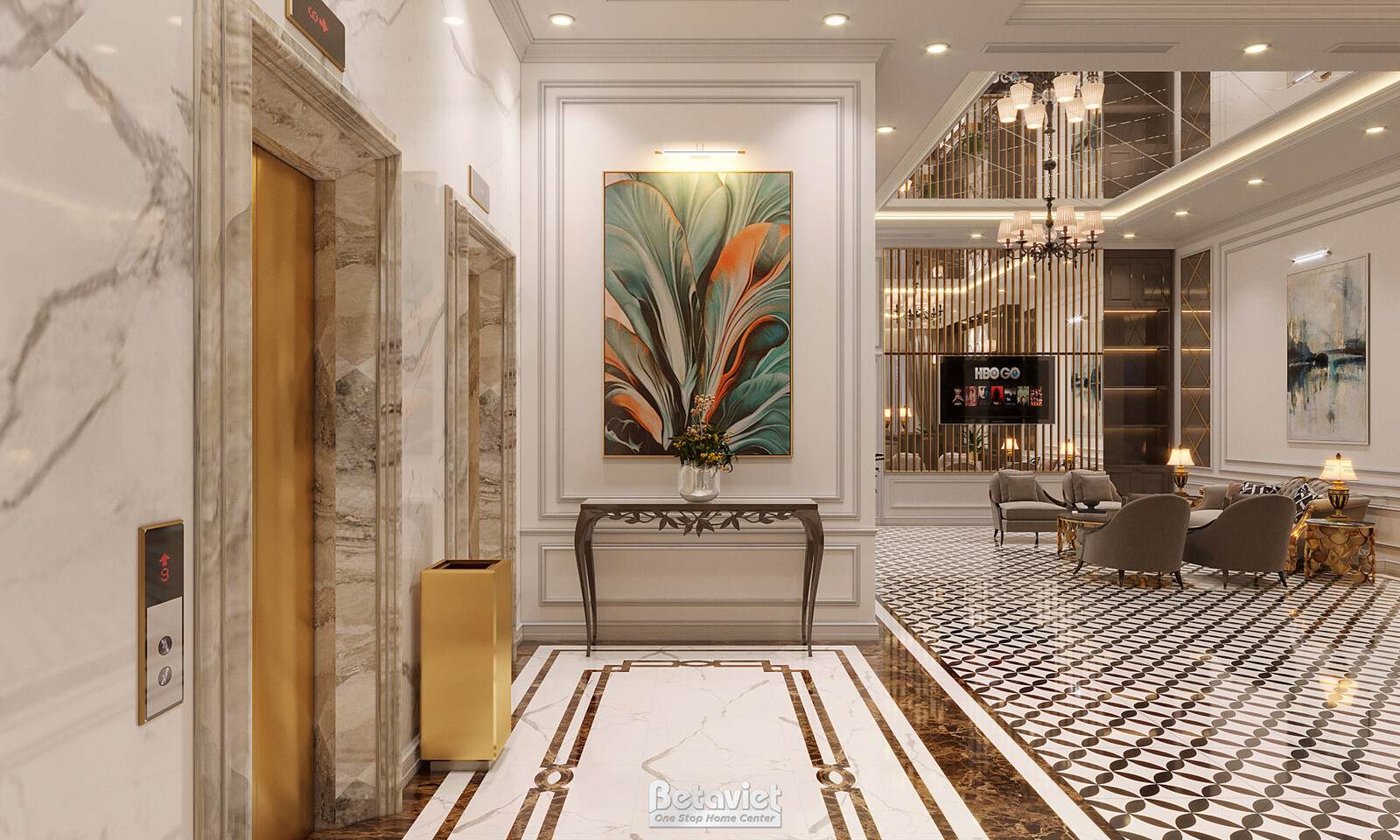 Nội thất đại sảnh biệt thự Art Deco KT2009029 – góc nhìn 6