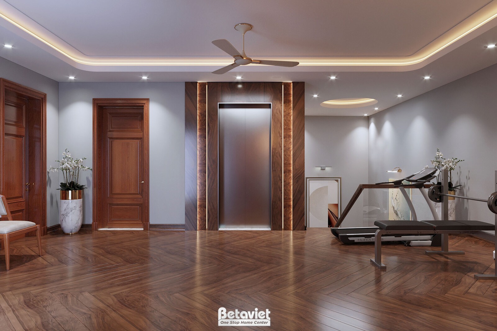 Nội thất phòng tập gym biệt thự hiện đại KT23101 – góc nhìn 3