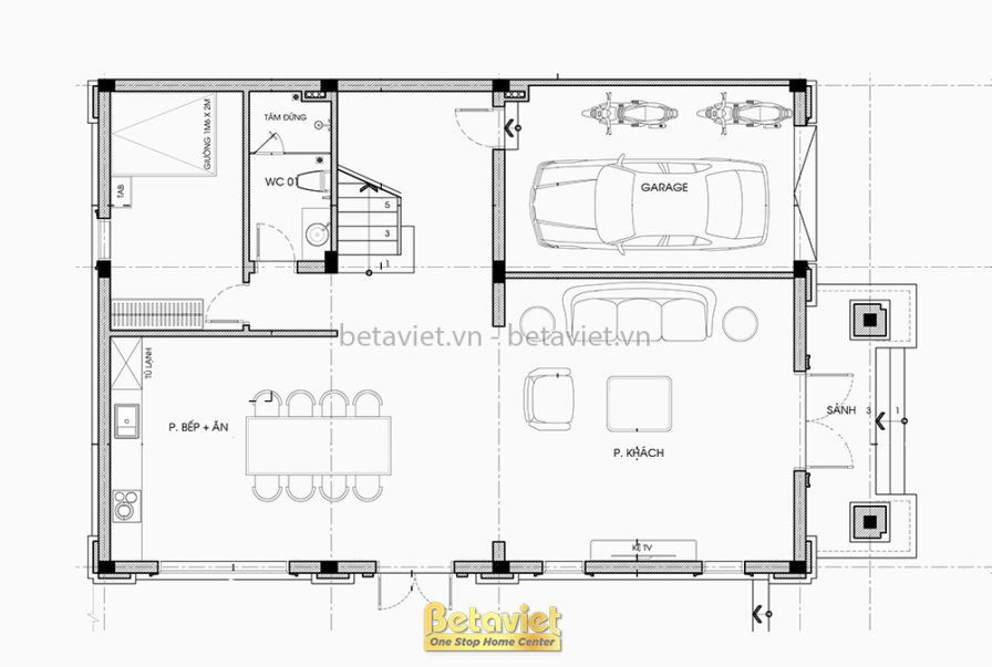 Biệt thự 3 tầng tân cổ điển KT23100 – bản vẽ mặt bằng