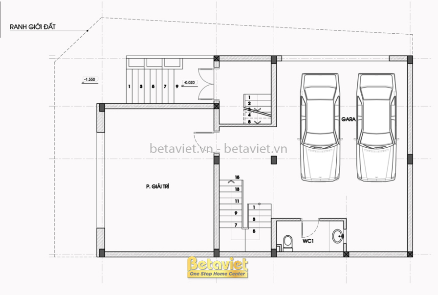 Biệt thự 4 tầng hiện đại luxury KT23074 – bản vẽ mặt bằng