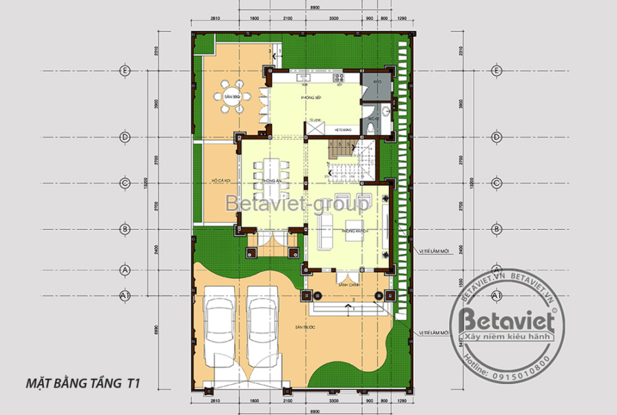 Biệt thự 4 tầng tân cổ điển KT20047 – bản vẽ mặt bằng