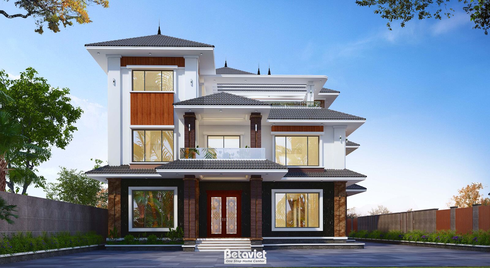 Biệt thự 3 tầng hiện đại KT22193 – phối cảnh mặt tiền (2)