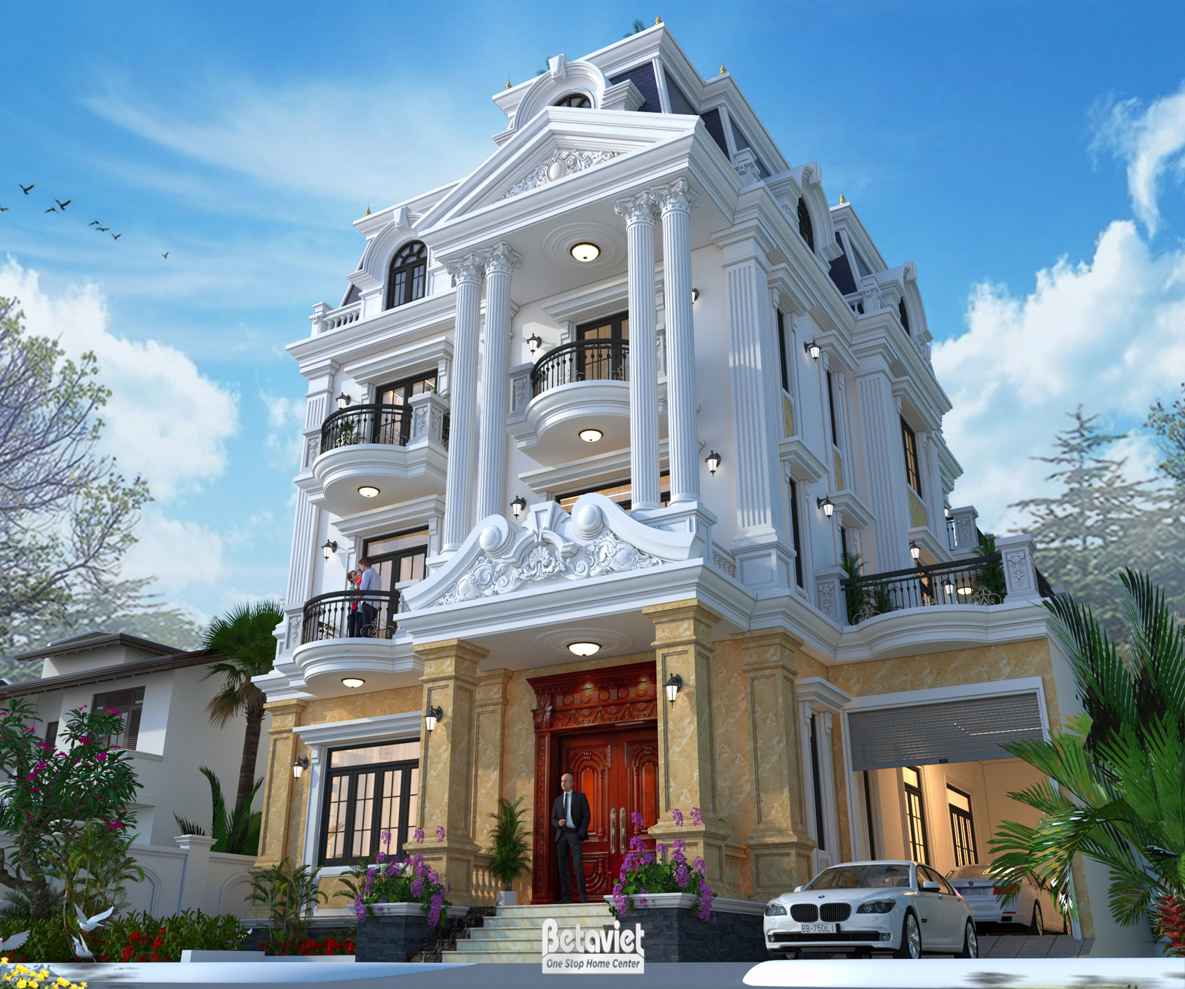 Mẫu biệt thự 4 tầng phong cách tân cổ điển tại KĐT Vân Canh KT22016