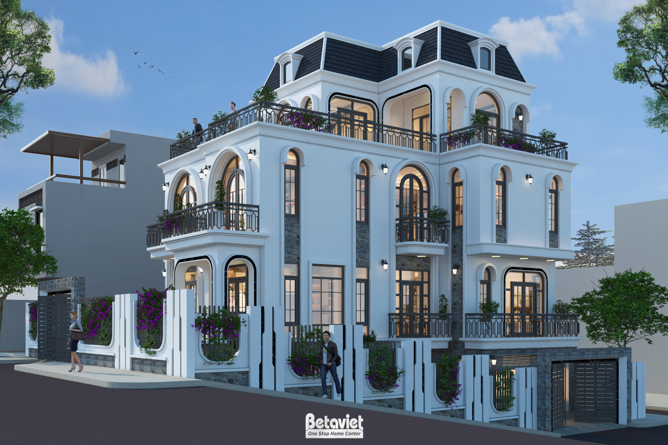 Mẫu biệt thự biển kiểu dáng Địa Trung Hải 4 tầng 500m2 tại Lâm Đồng KT22212