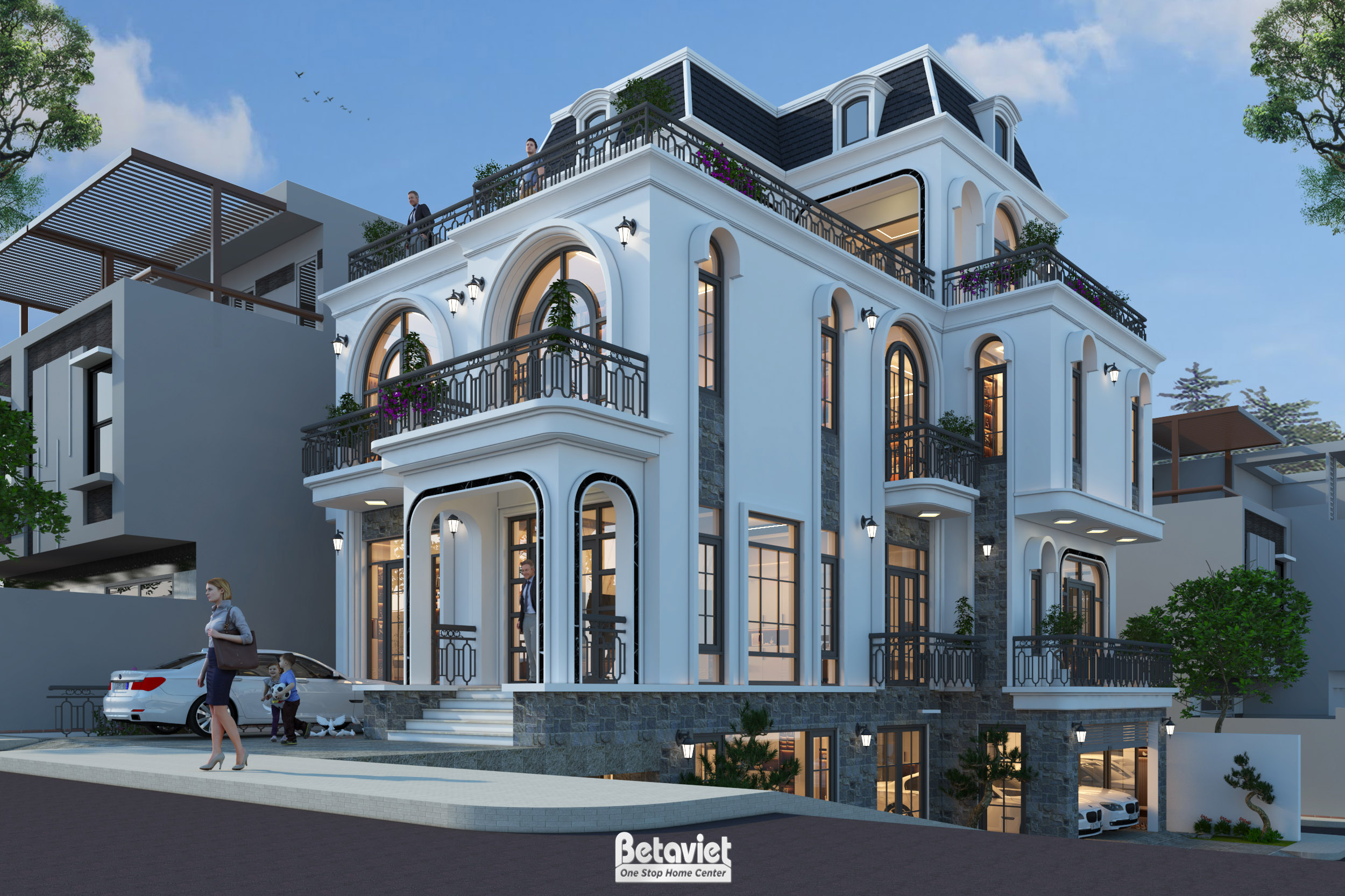 Mẫu biệt thự 4 tầng Địa Trung Hải 500m2 tại Lâm Đồng KT22212