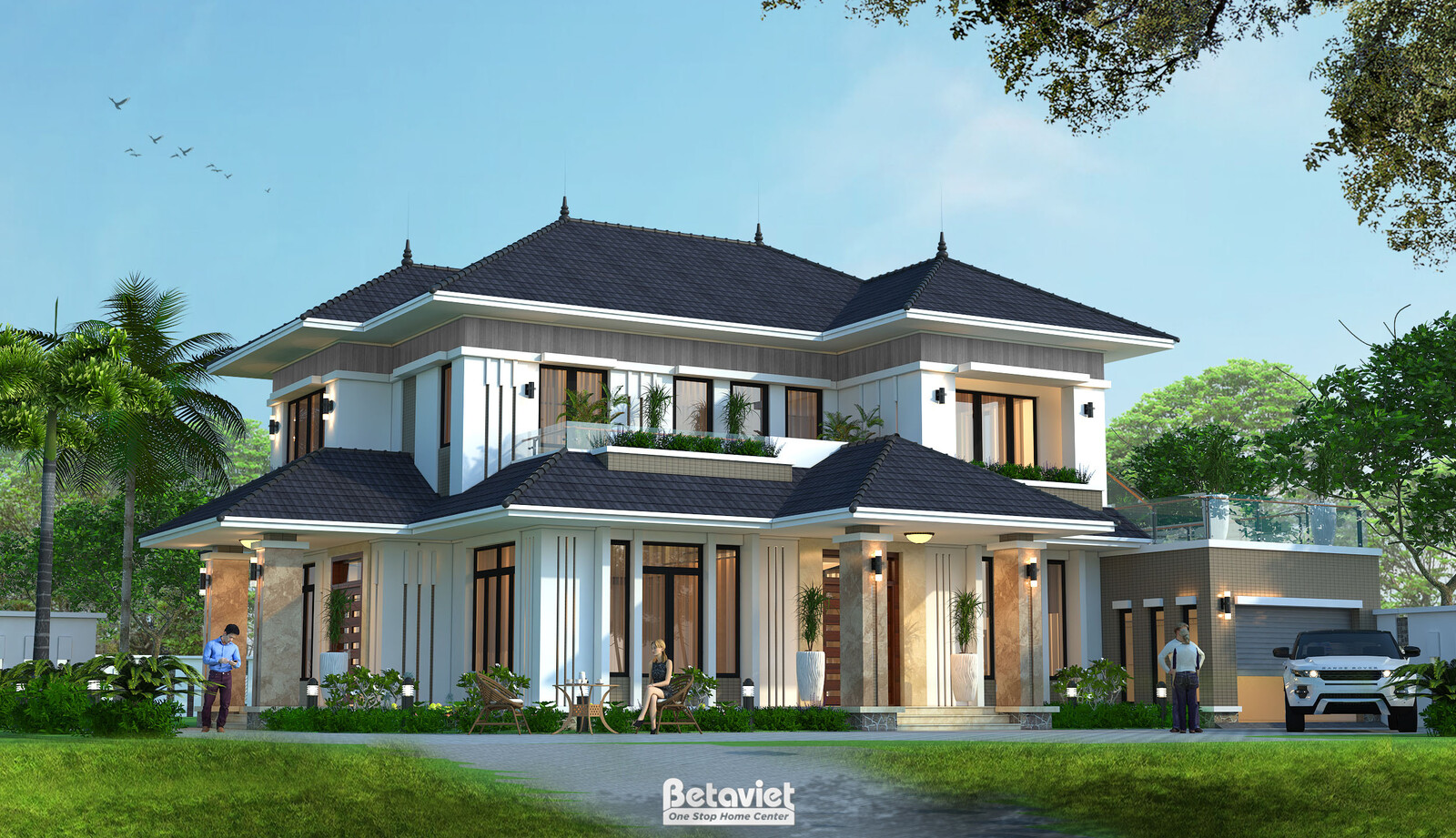 Biệt thự 2 tầng hiện đại KT17049 – phối cảnh mặt tiền (2)