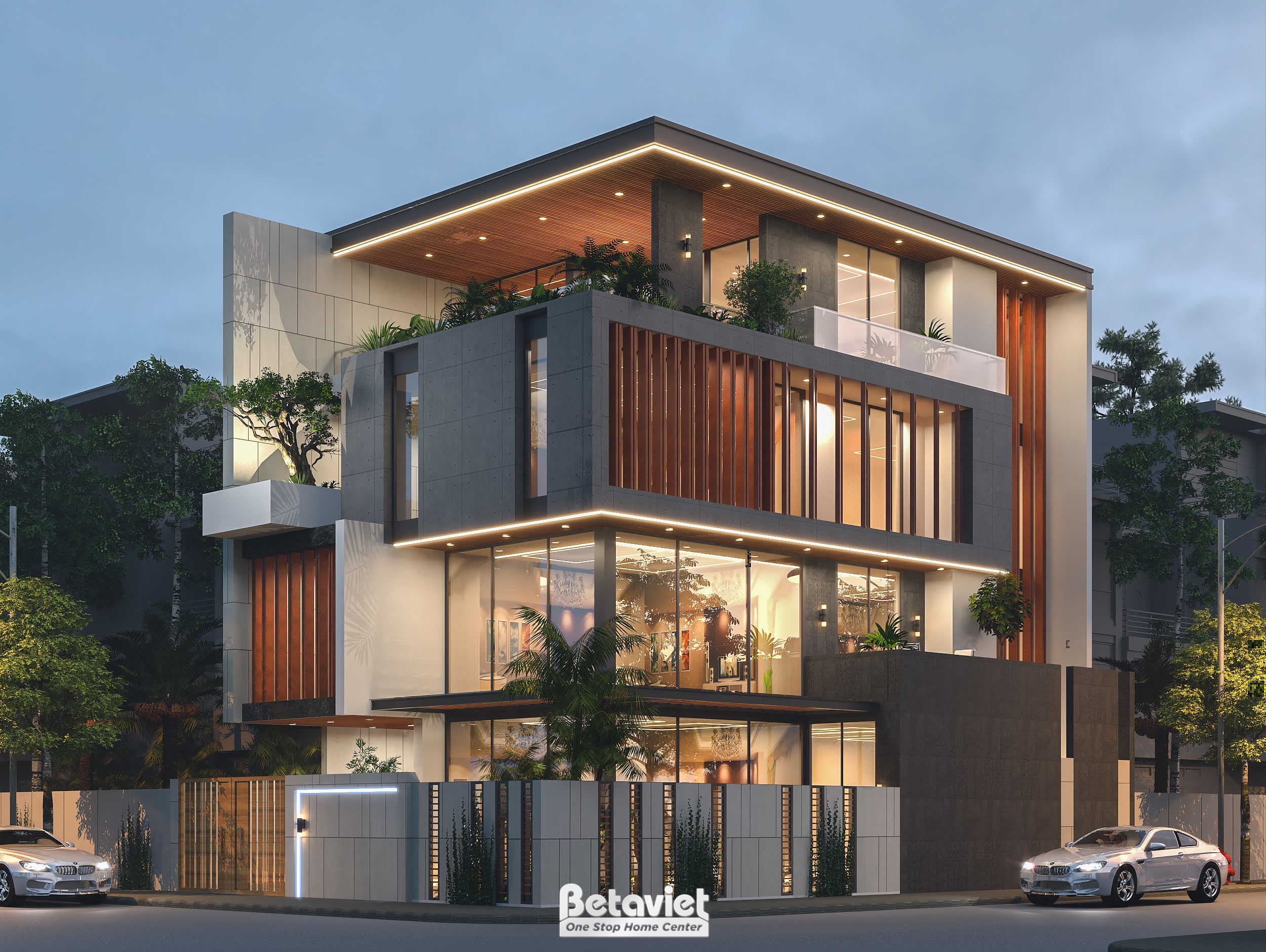 Mẫu nhà biệt thự 4 tầng phong cách hiện đại tại Hà Nội KT23383