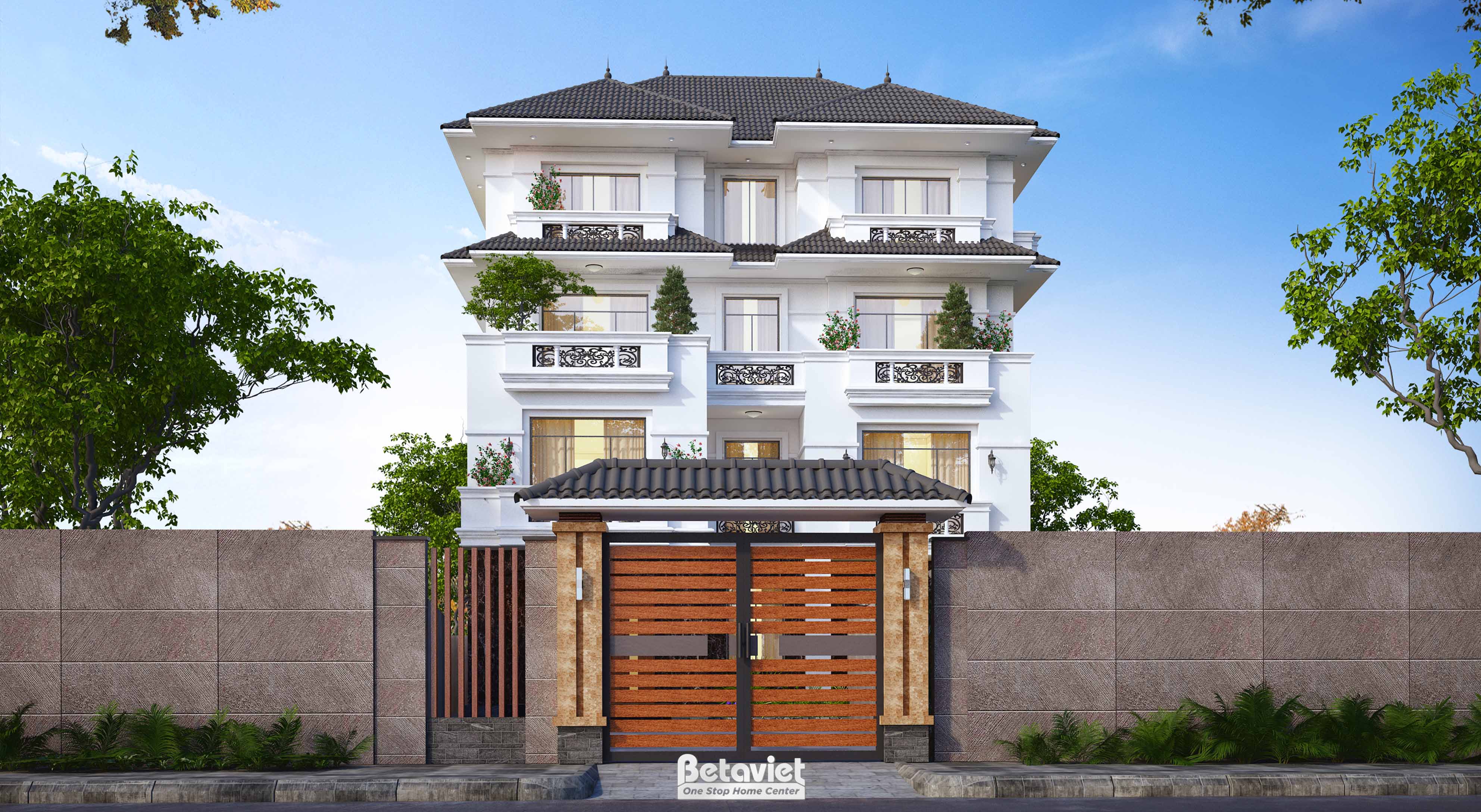 Mẫu nhà biệt thự 4 tầng hiện đại mái Nhật tại Phú Thọ KT22195