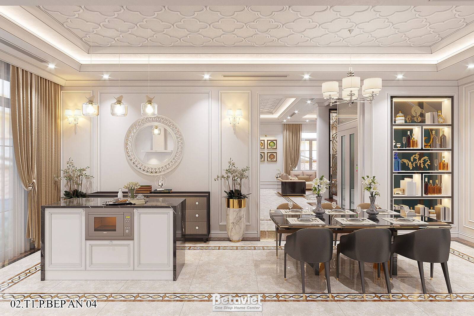 Nội thất phòng ăn biệt thự hiện đại KT22016 – góc nhìn 2