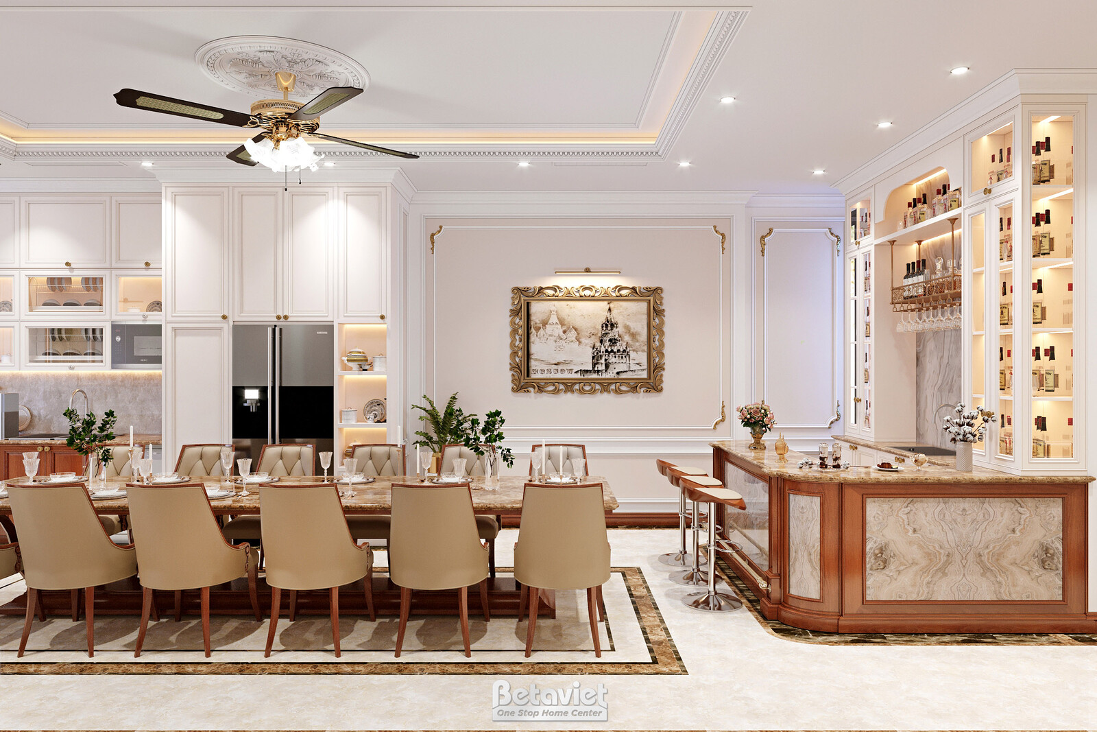 Nội thất phòng ăn biệt thự hiện đại NT22209 – góc nhìn tổng thể