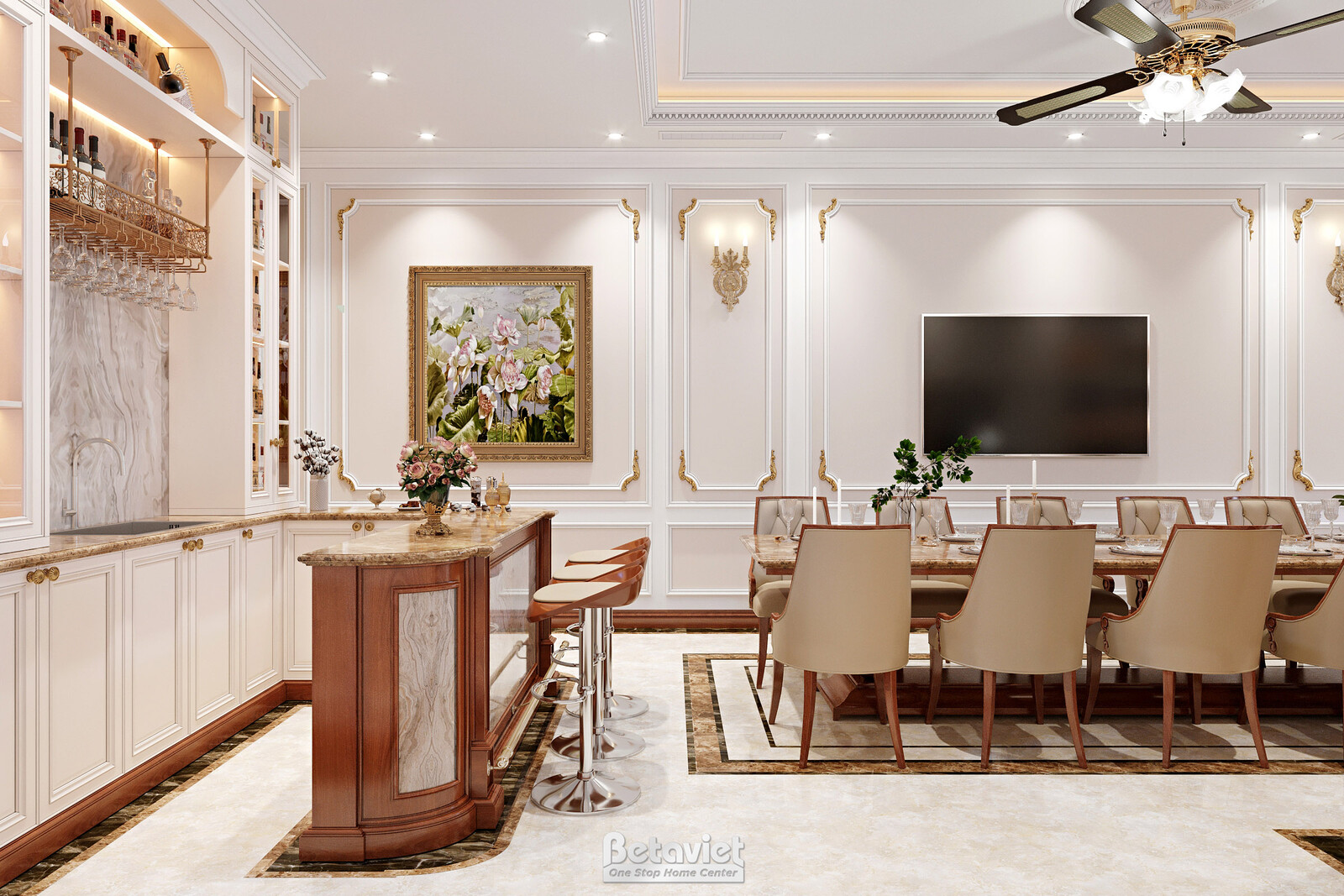 Nội thất phòng ăn biệt thự hiện đại NT22209 – góc nhìn 2