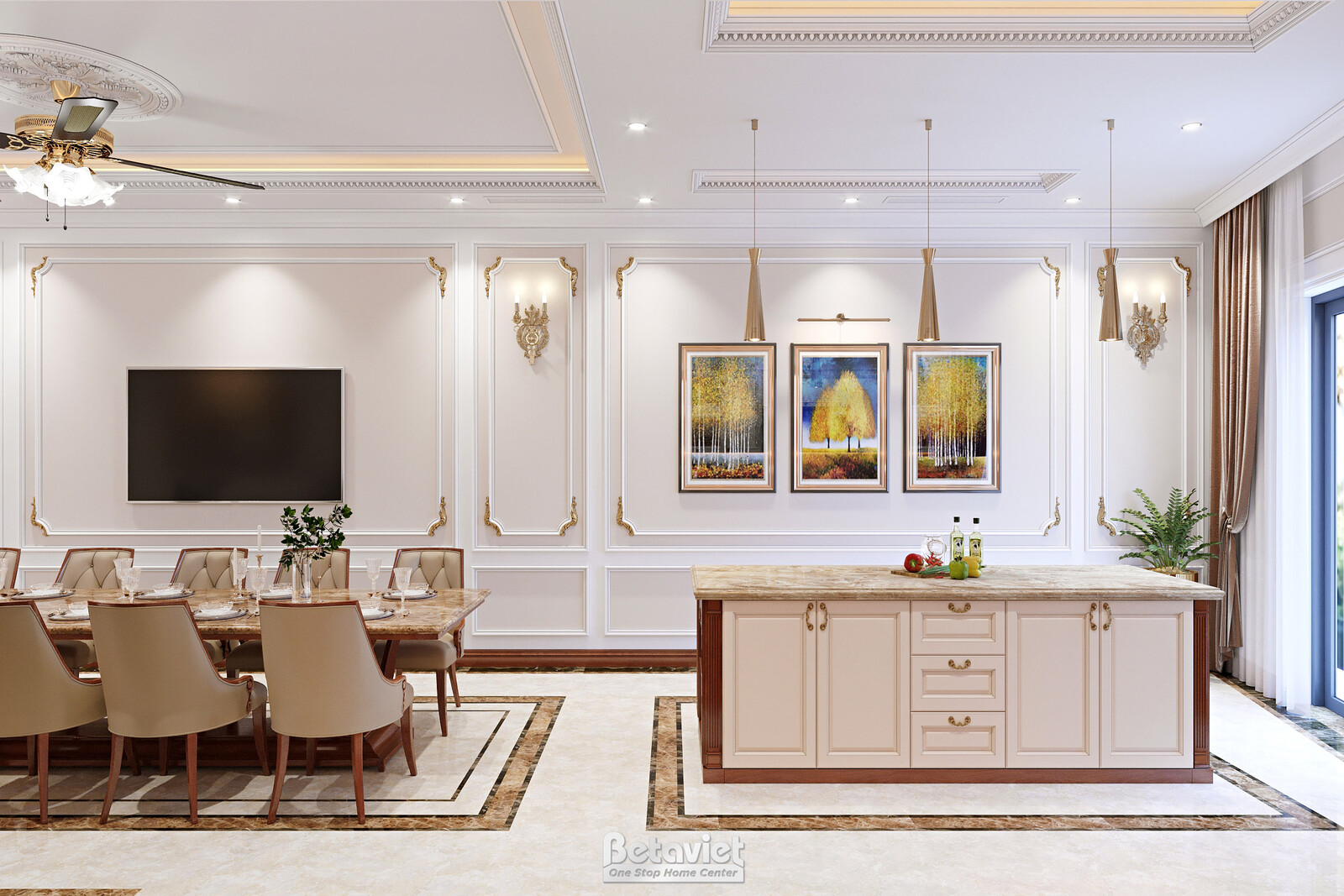 Nội thất phòng ăn biệt thự hiện đại NT22209 – góc nhìn 5