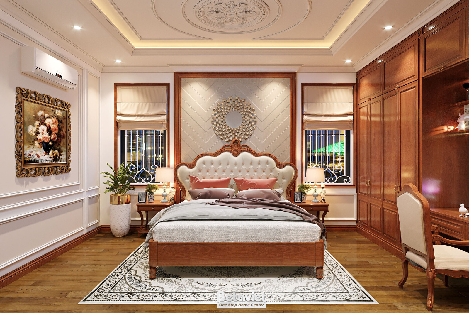 Nội thất phòng ngủ biệt thự tân cổ điển KT22214 – góc nhìn 3