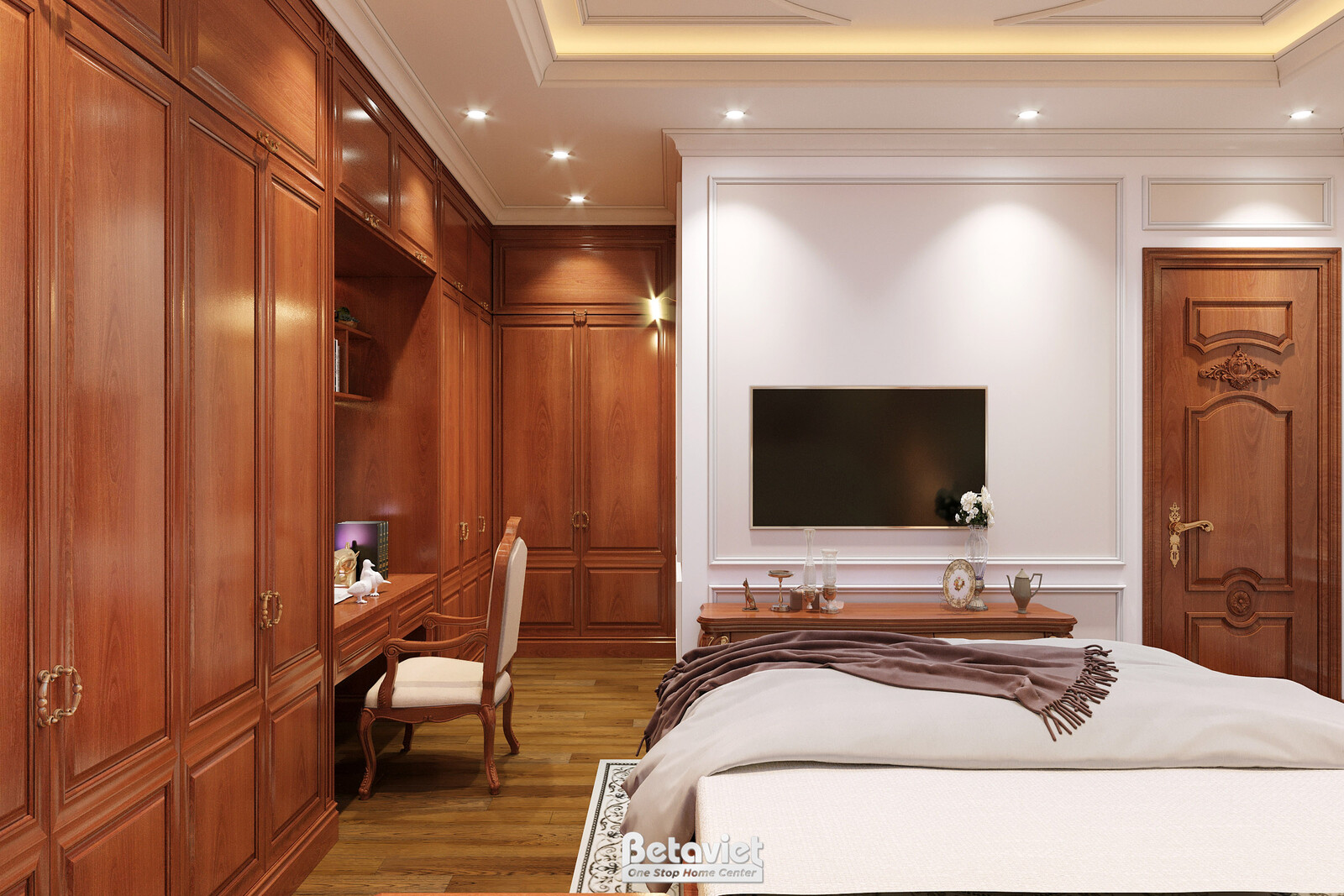 Nội thất phòng ngủ biệt thự tân cổ điển KT22214 – góc nhìn 14