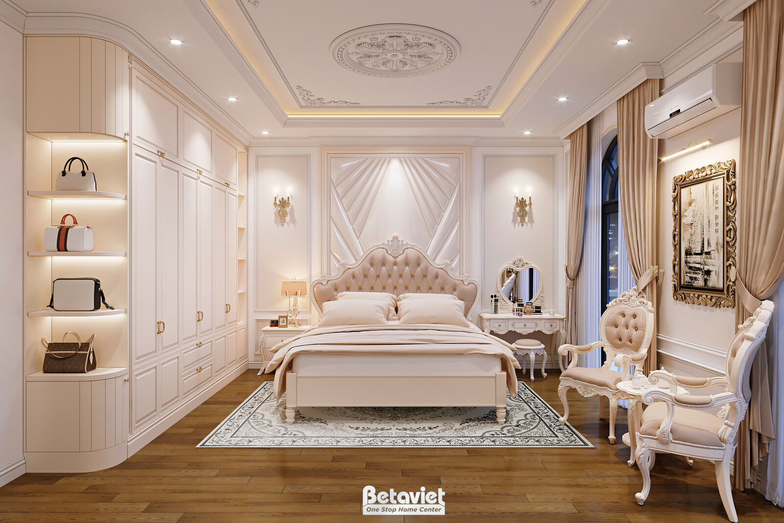 Nội thất phòng ngủ biệt thự tân cổ điển KT22214 – góc nhìn 4