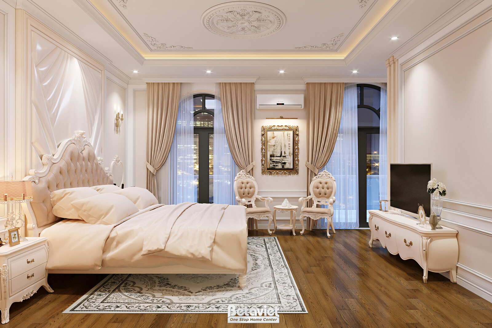 Nội thất phòng ngủ biệt thự tân cổ điển KT22214 – góc nhìn 17