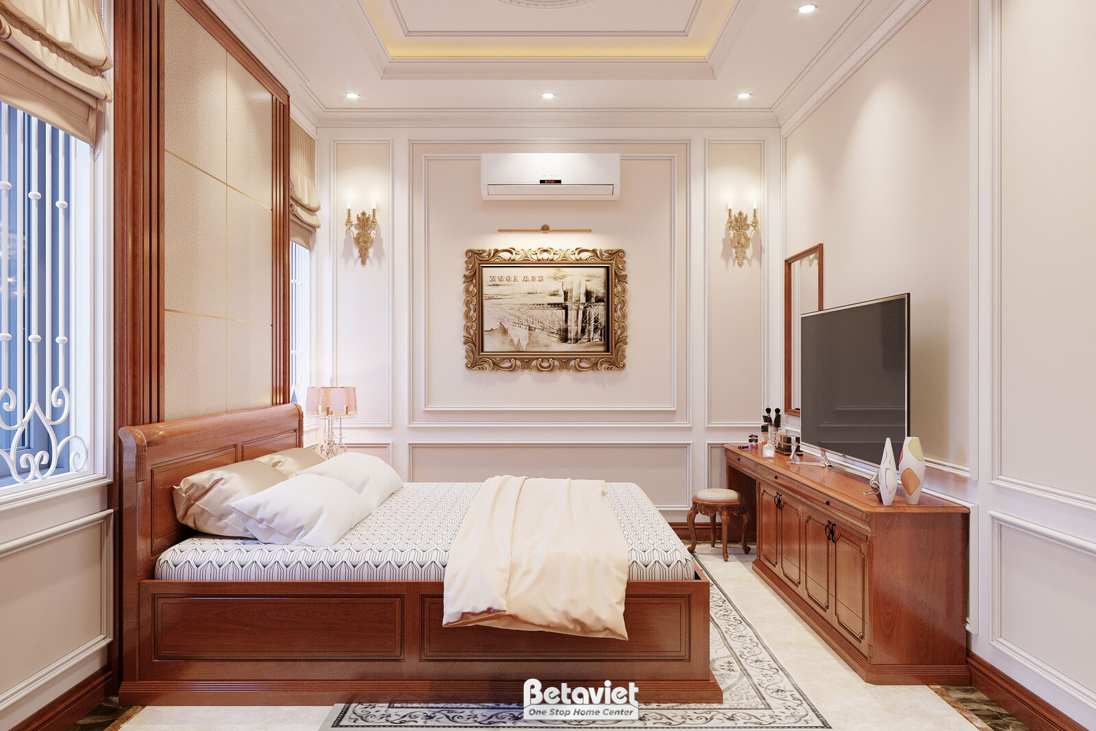 Nội thất phòng ngủ biệt thự tân cổ điển KT22214 – góc nhìn 5