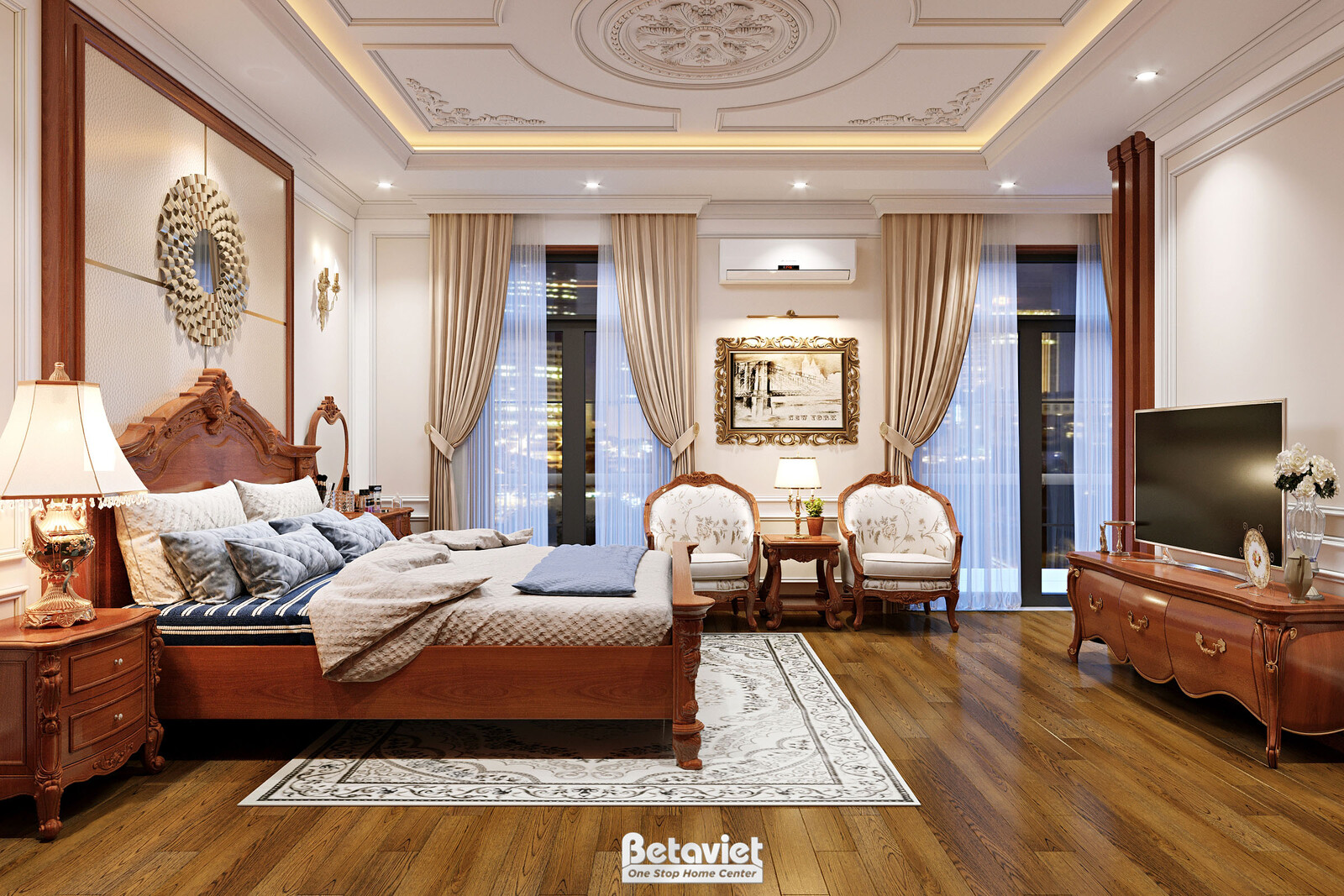 Nội thất phòng ngủ biệt thự tân cổ điển KT22214 – góc nhìn 6