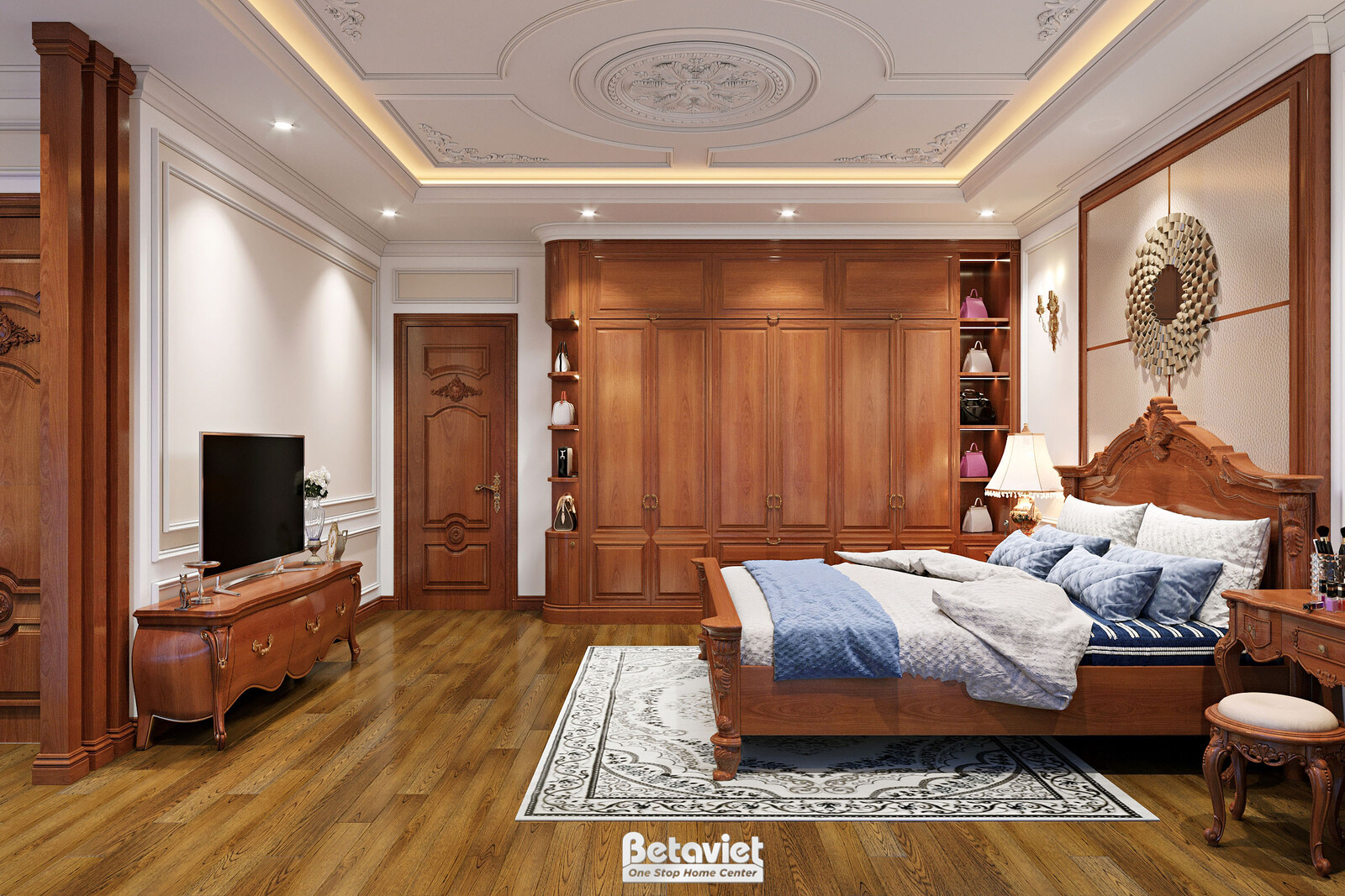 Nội thất phòng ngủ biệt thự tân cổ điển KT22214 – góc nhìn 7