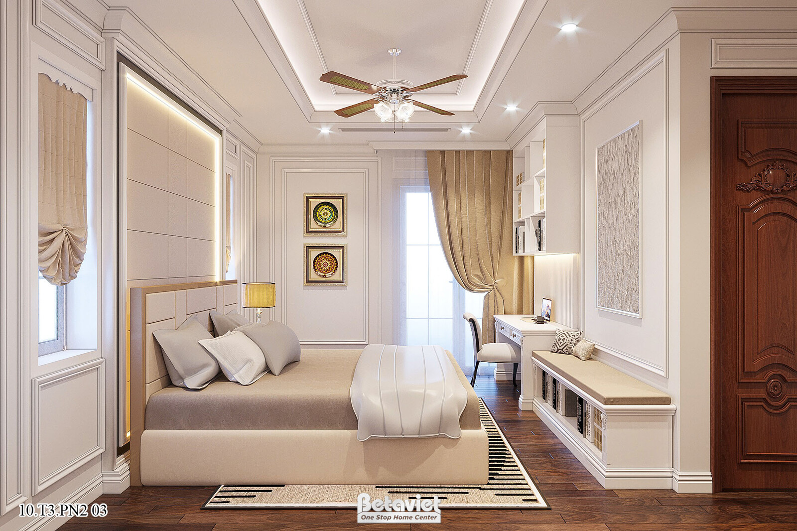 Nội thất phòng ngủ biệt thự hiện đại KT22016 – góc nhìn 11