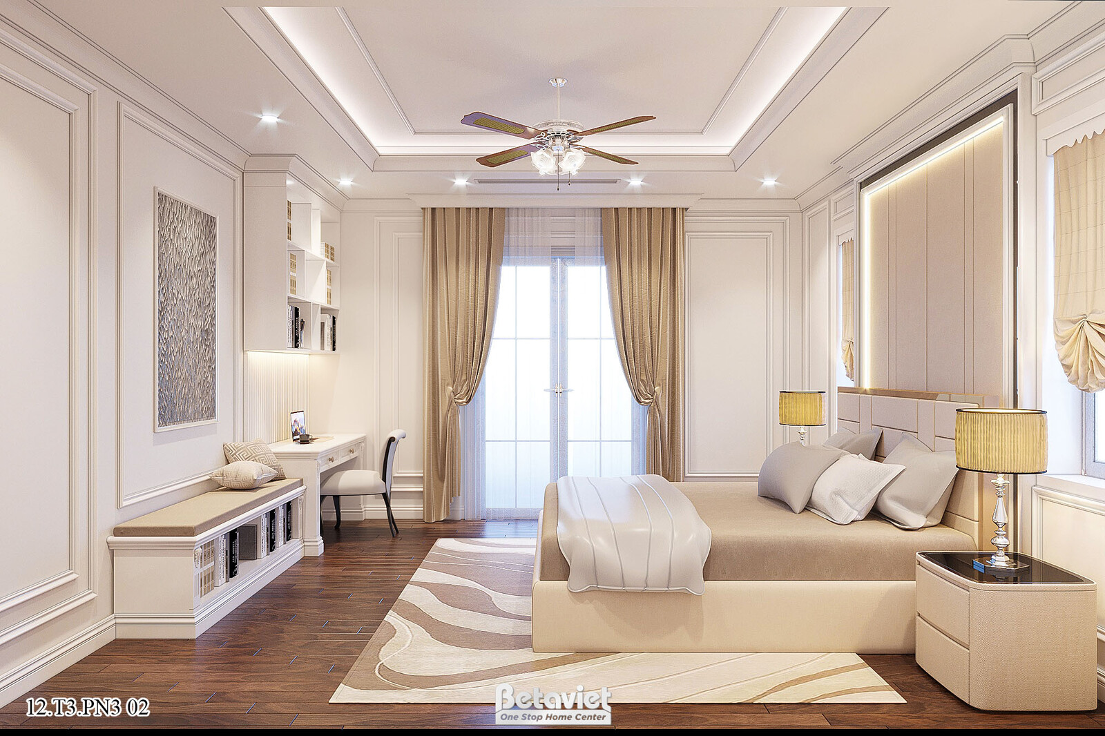 Nội thất phòng ngủ biệt thự hiện đại KT22016 – góc nhìn 13