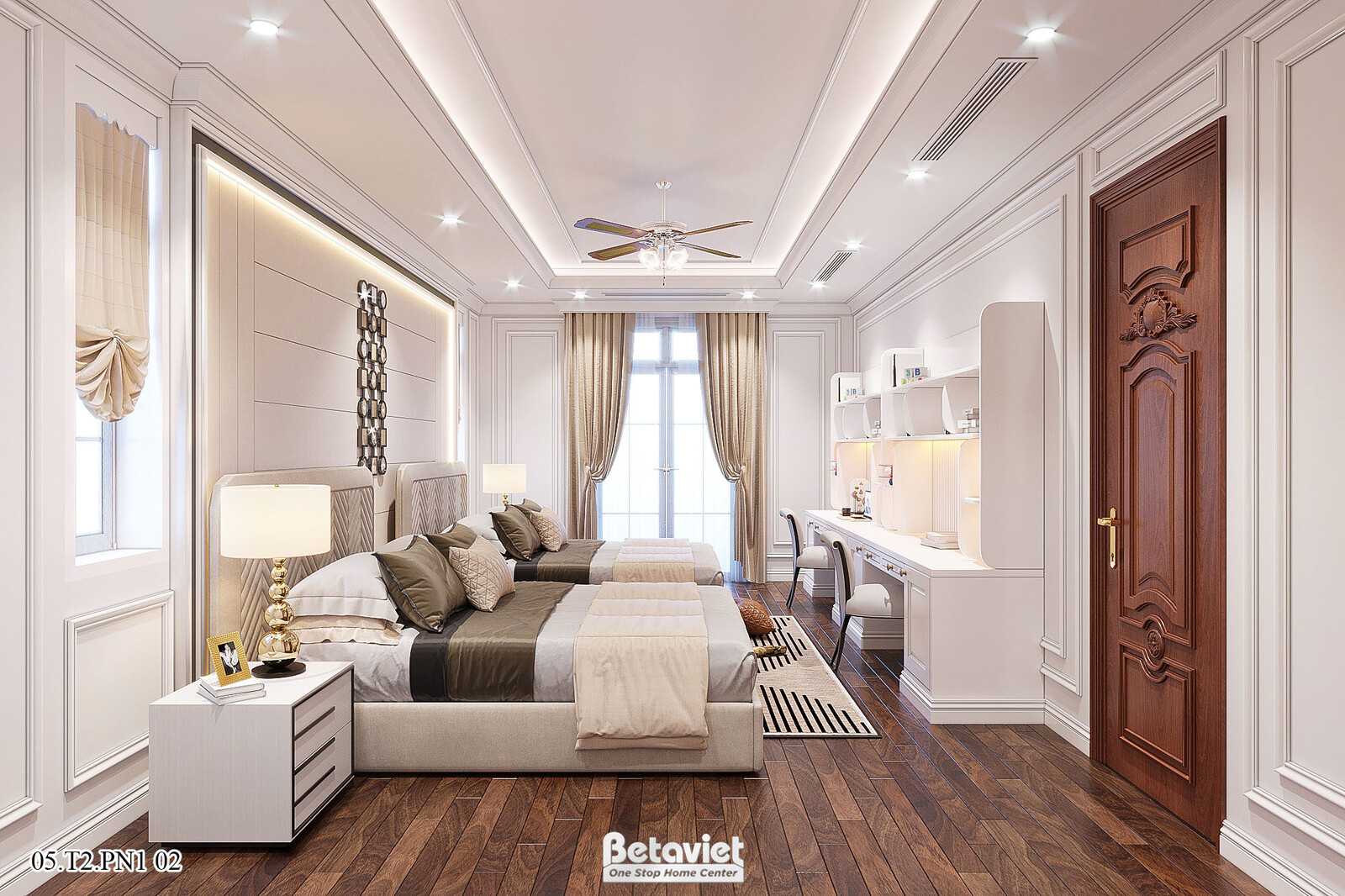 Nội thất phòng ngủ biệt thự hiện đại KT22016 – góc nhìn 3