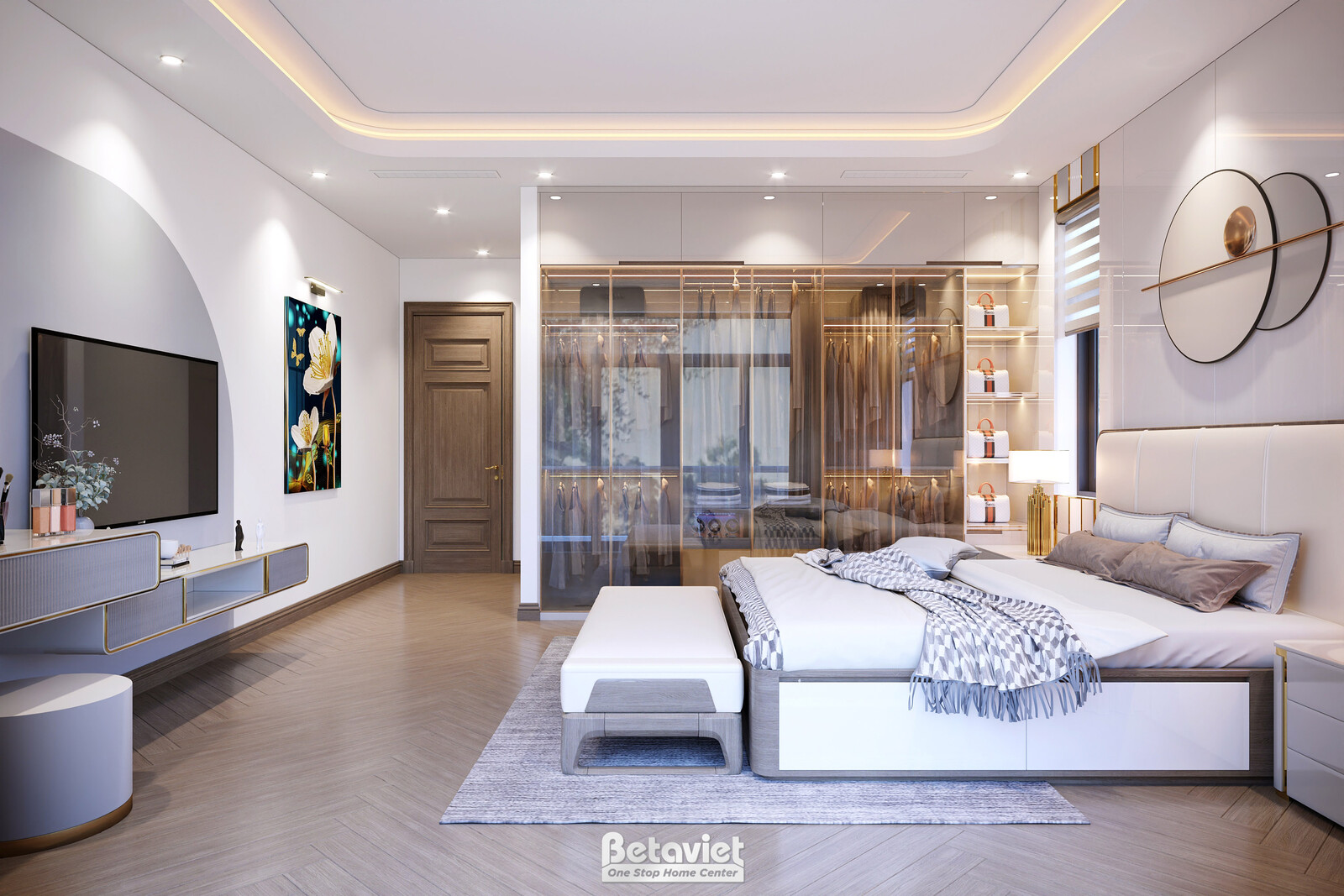 Nội thất phòng ngủ biệt thự hiện đại NT22100 – góc nhìn 6