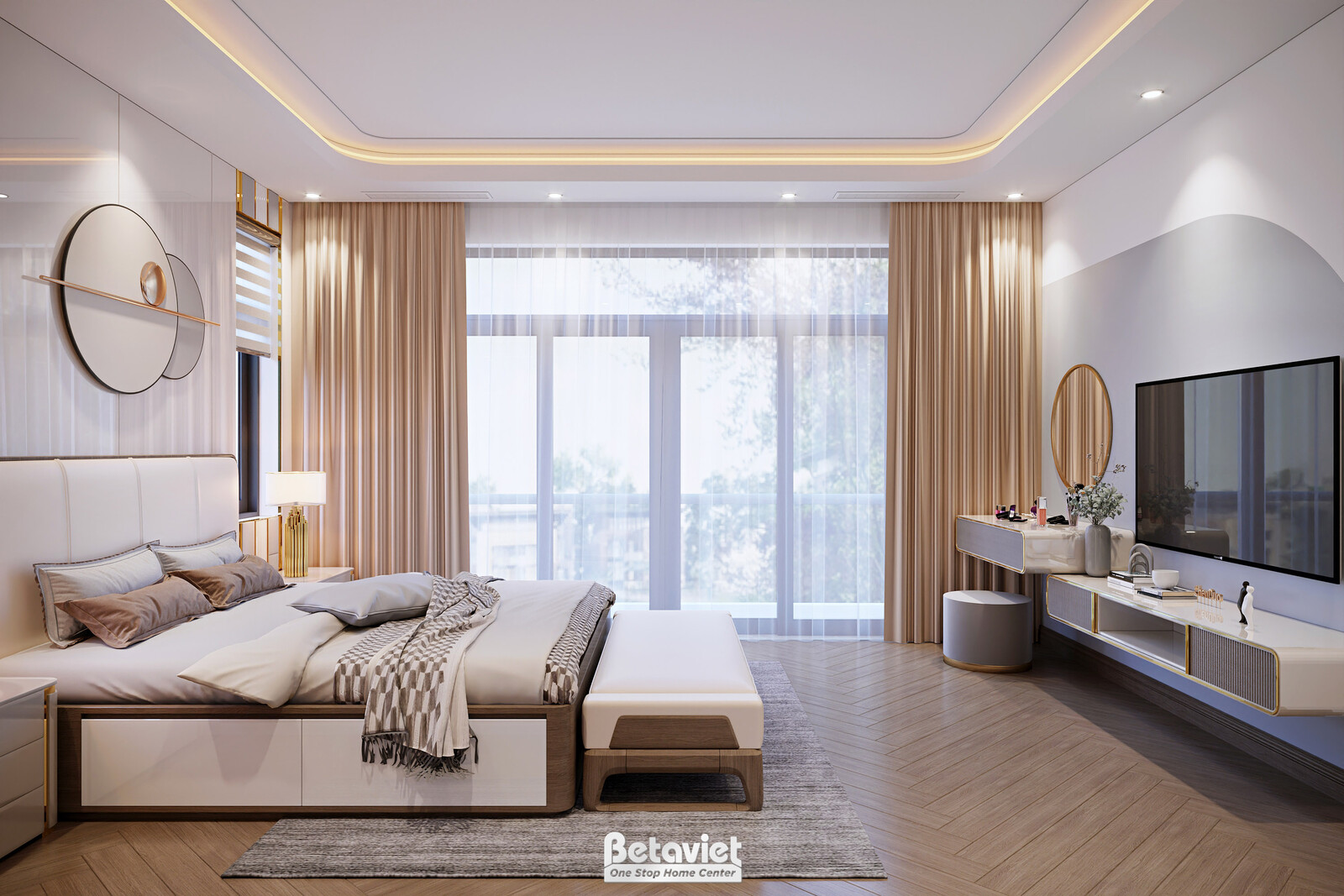 Nội thất phòng ngủ biệt thự hiện đại NT22100 – góc nhìn 3