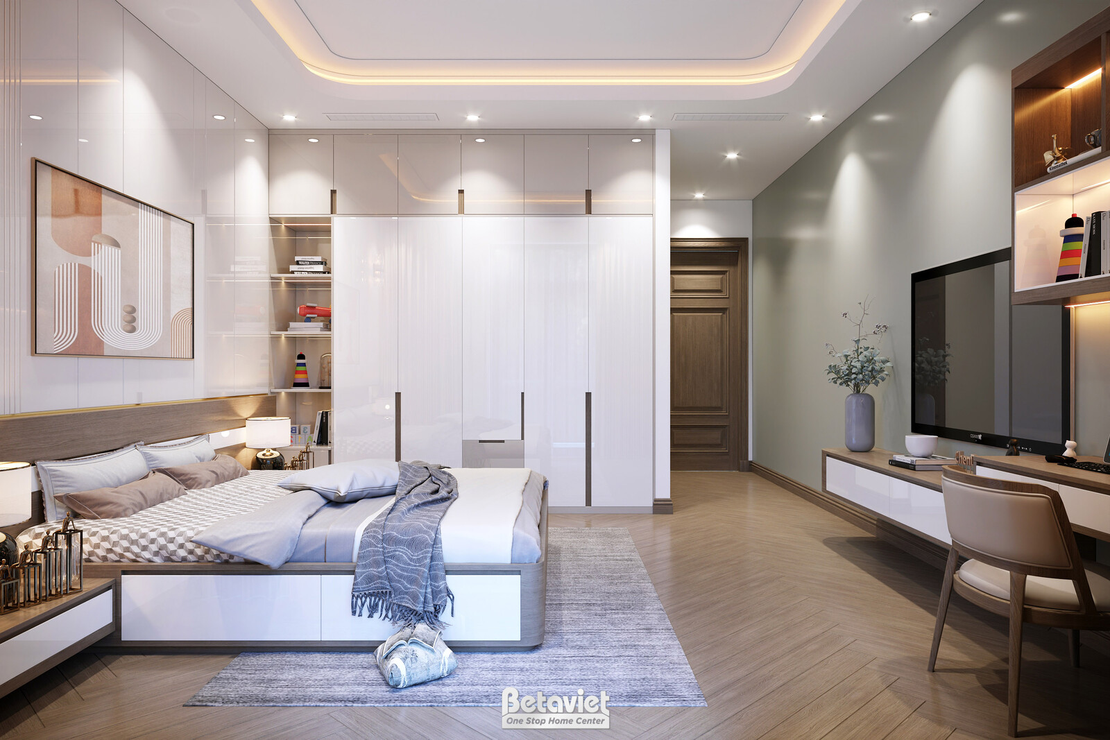 Nội thất phòng ngủ biệt thự hiện đại NT22100 – góc nhìn 8