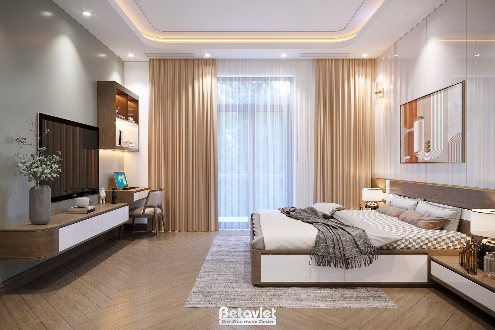 Nội thất phòng ngủ biệt thự hiện đại NT22100 – góc nhìn 7
