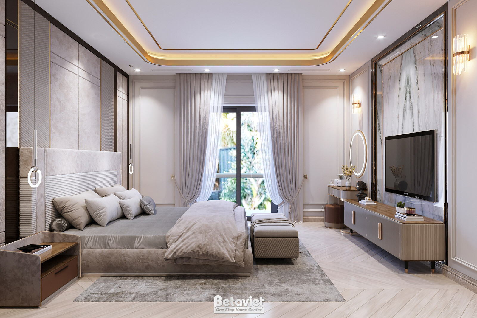 Nội thất phòng ngủ biệt thự hiện đại NT22209 – góc nhìn 3