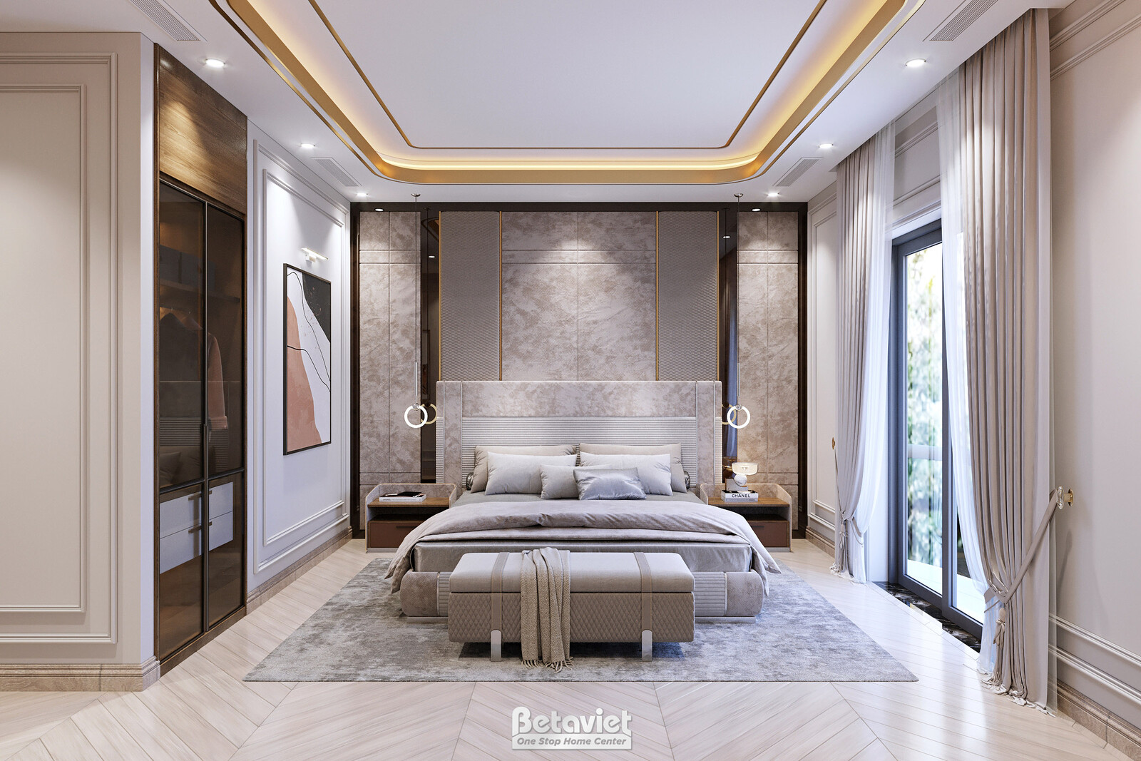 Nội thất phòng ngủ biệt thự hiện đại NT22209 – góc nhìn 2