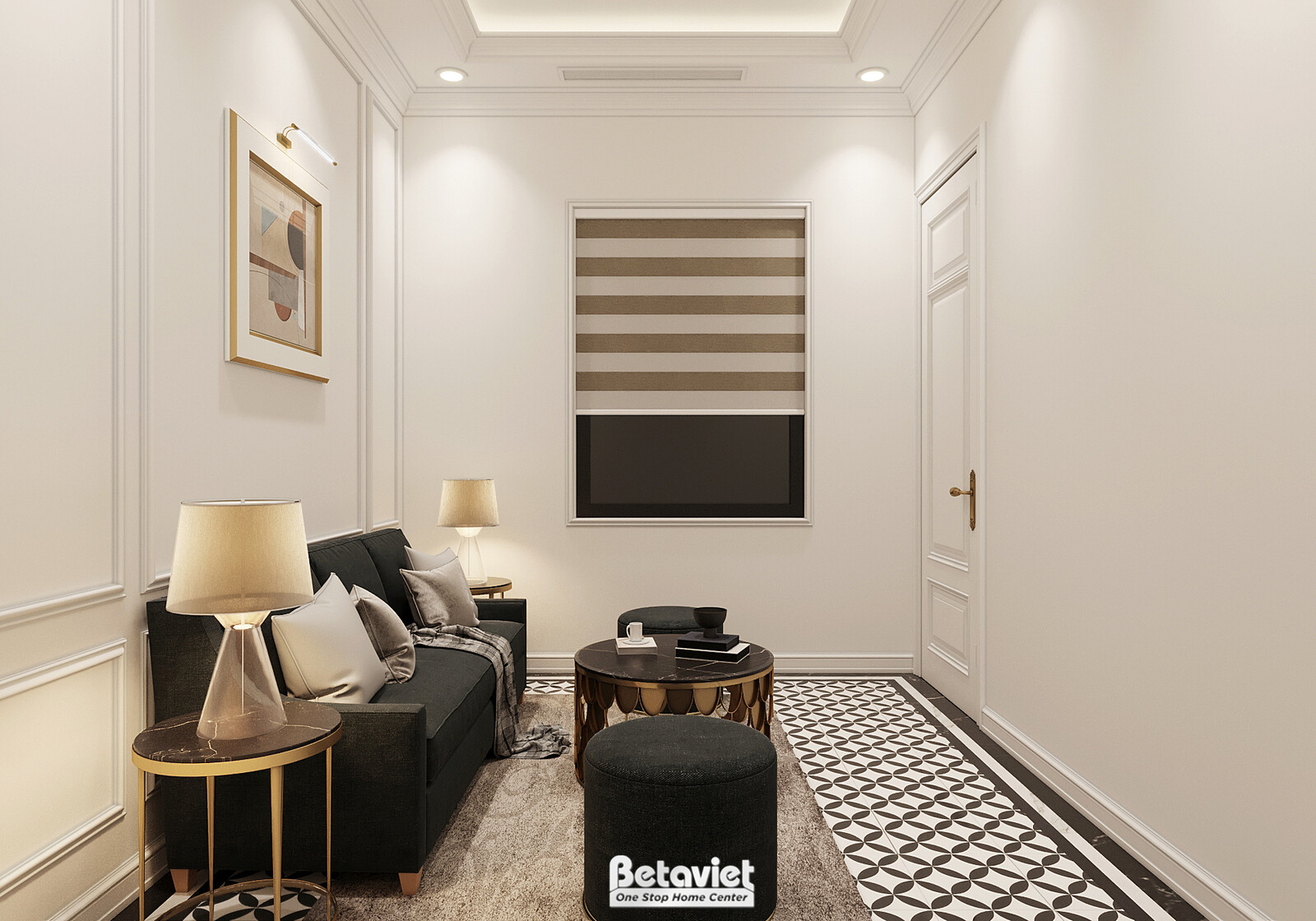 Nội thất phòng sinh hoạt chung biệt thự Art Deco KT2009029 – góc nhìn 2