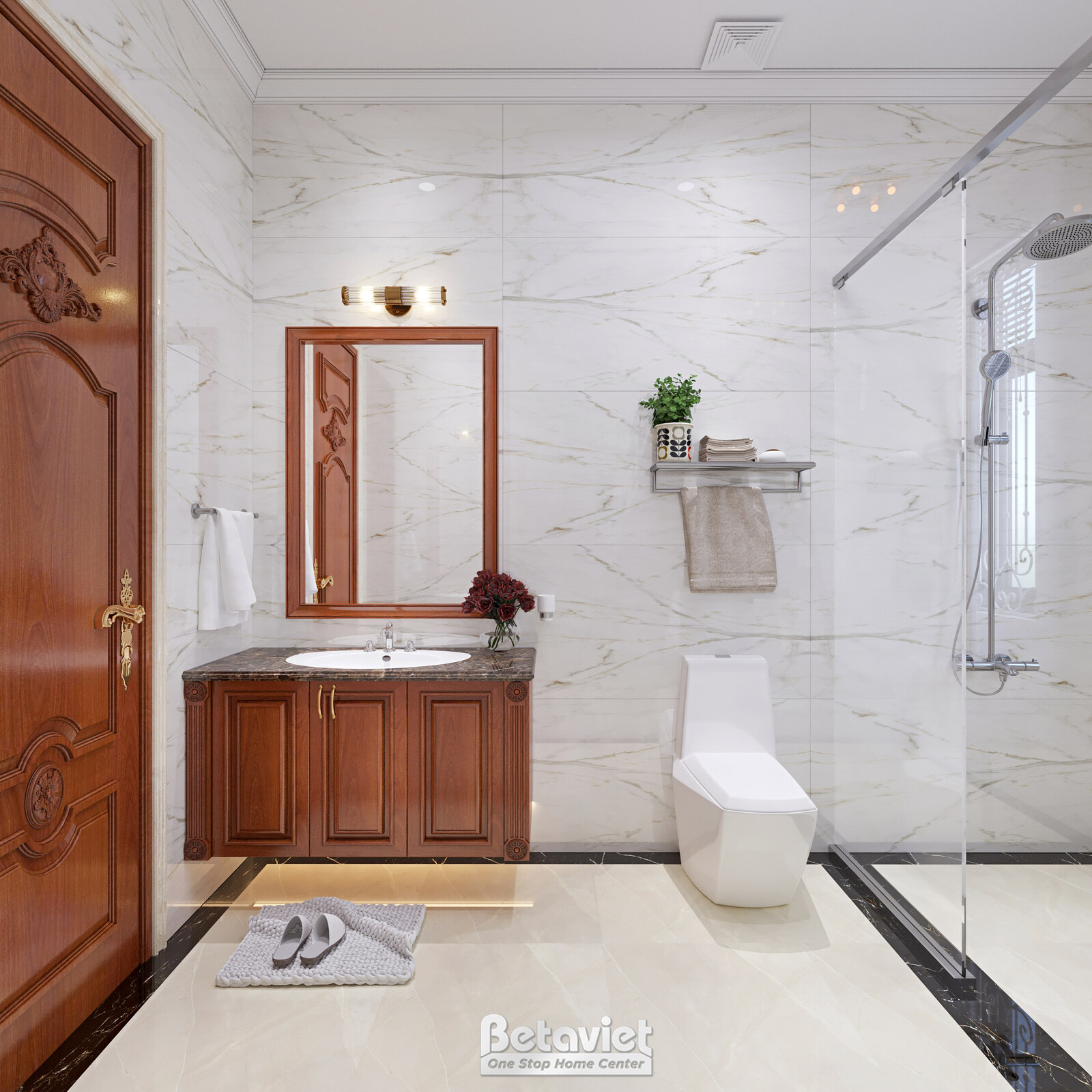 Nội thất phòng tắm biệt thự tân cổ điển KT22214 – góc nhìn 10