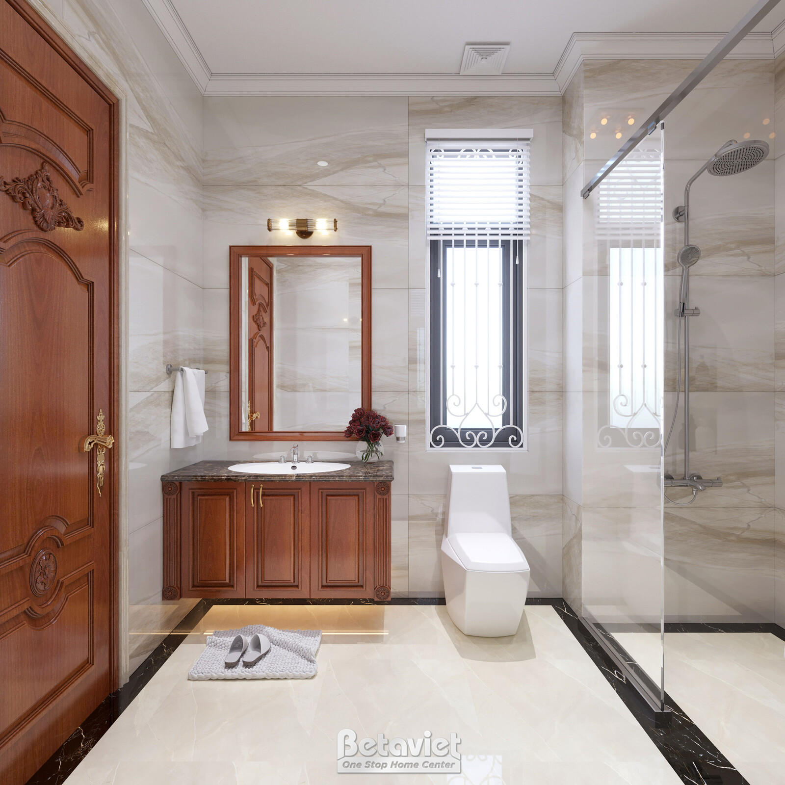 Nội thất phòng tắm biệt thự tân cổ điển KT22214 – góc nhìn 2