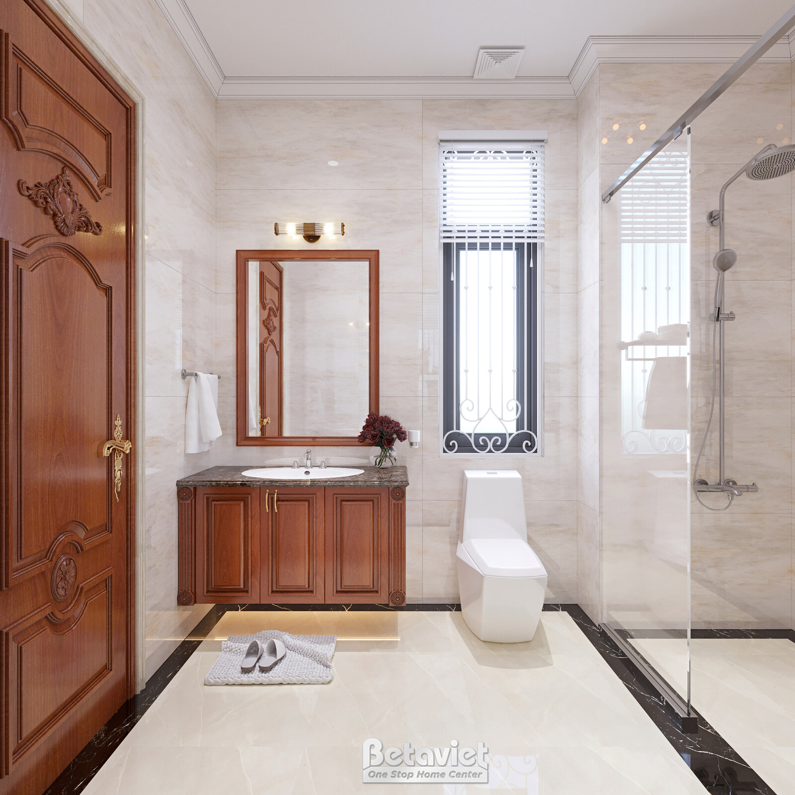 Nội thất phòng tắm biệt thự tân cổ điển KT22214 – góc nhìn 4