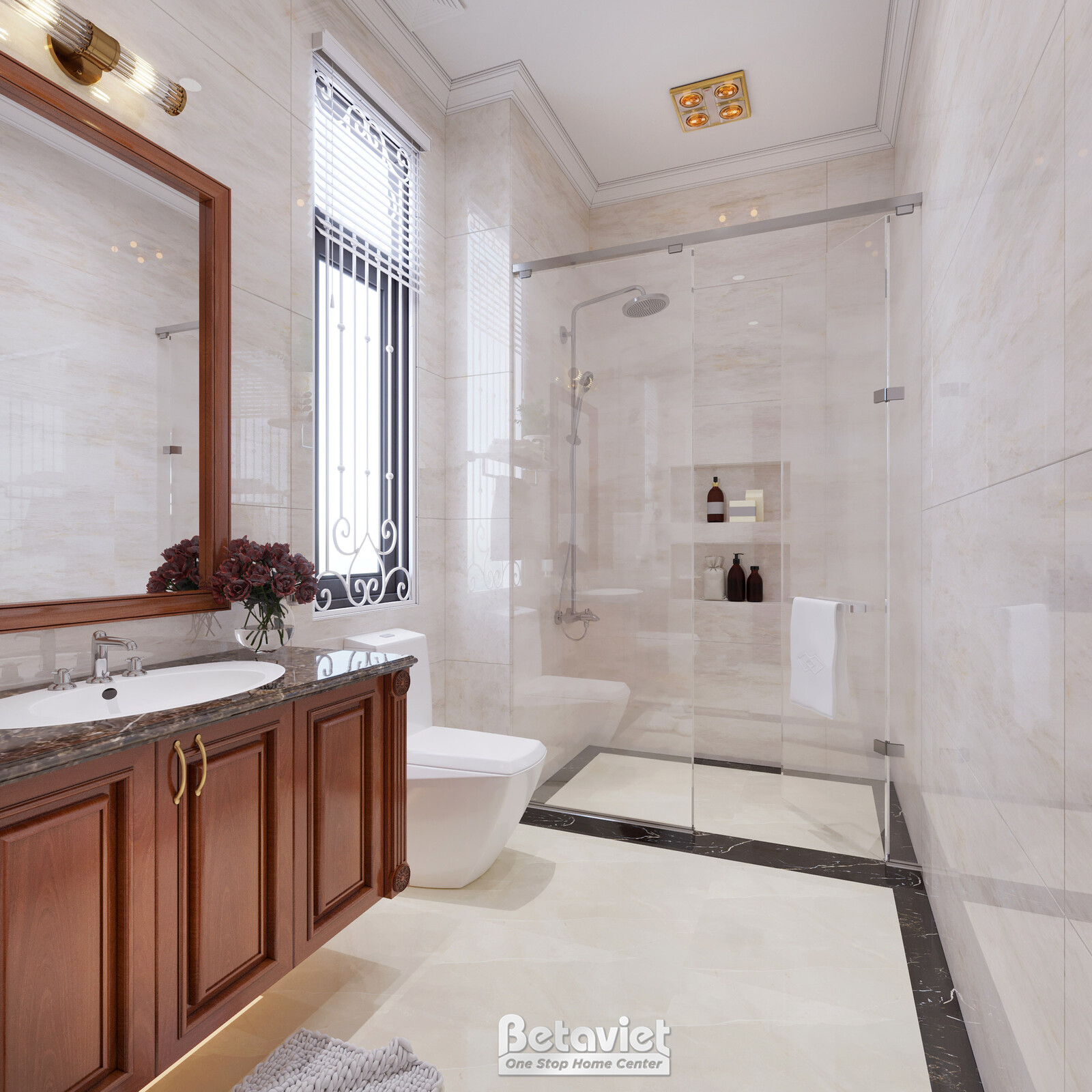 Nội thất phòng tắm biệt thự tân cổ điển KT22214 – góc nhìn 5