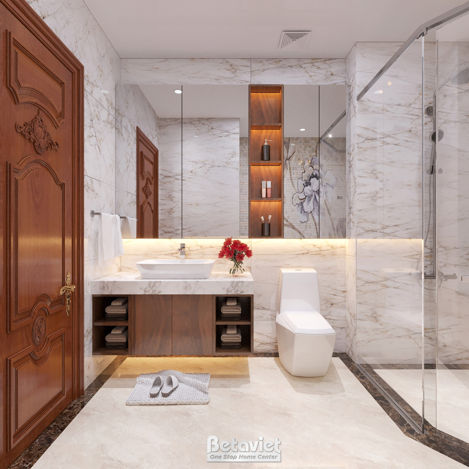 Nội thất phòng tắm biệt thự hiện đại NT22209 – góc nhìn tổng thể