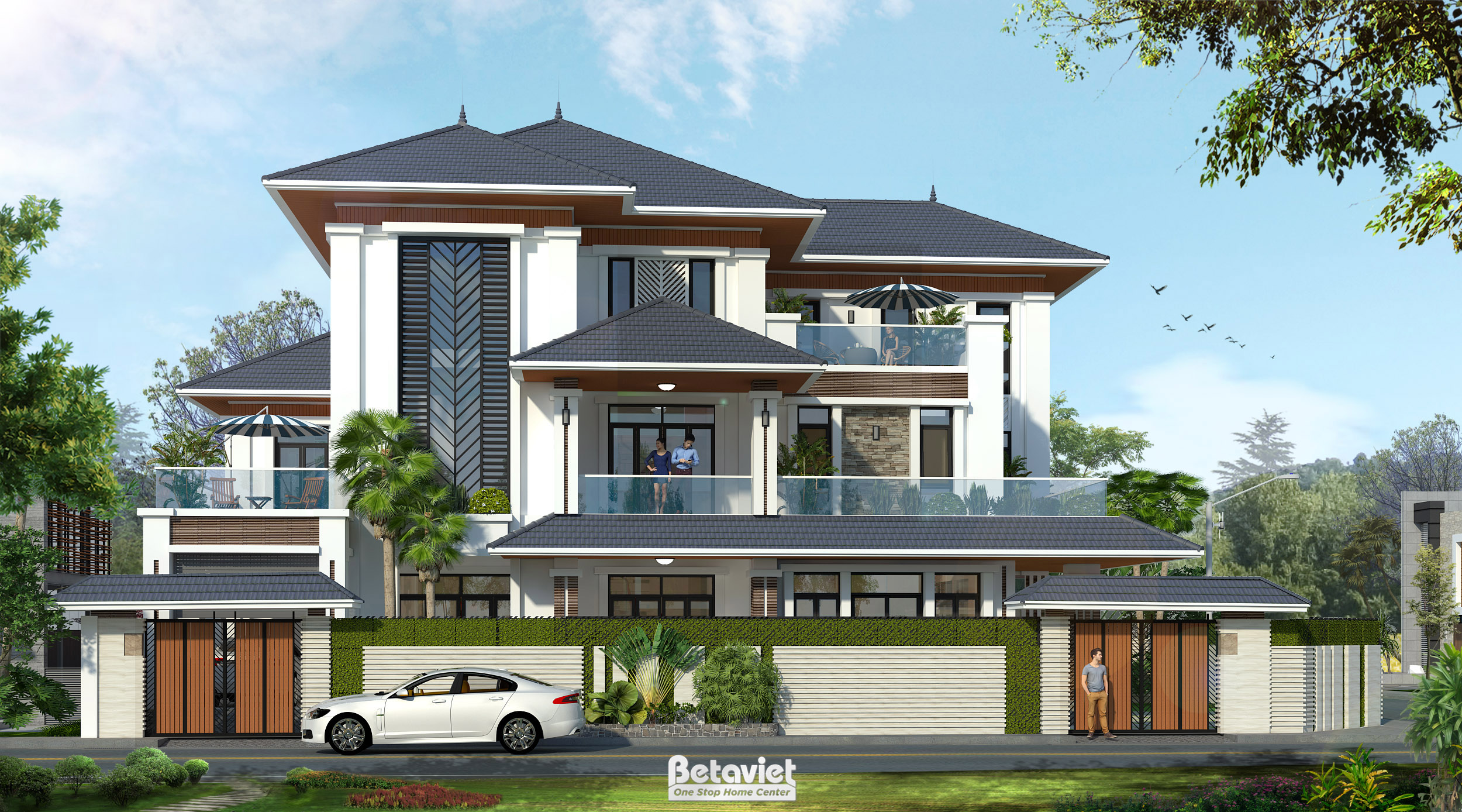 Mẫu thiết kế biệt thự 3 tầng hiện đại 590m2 tại Hải Dương KT17052