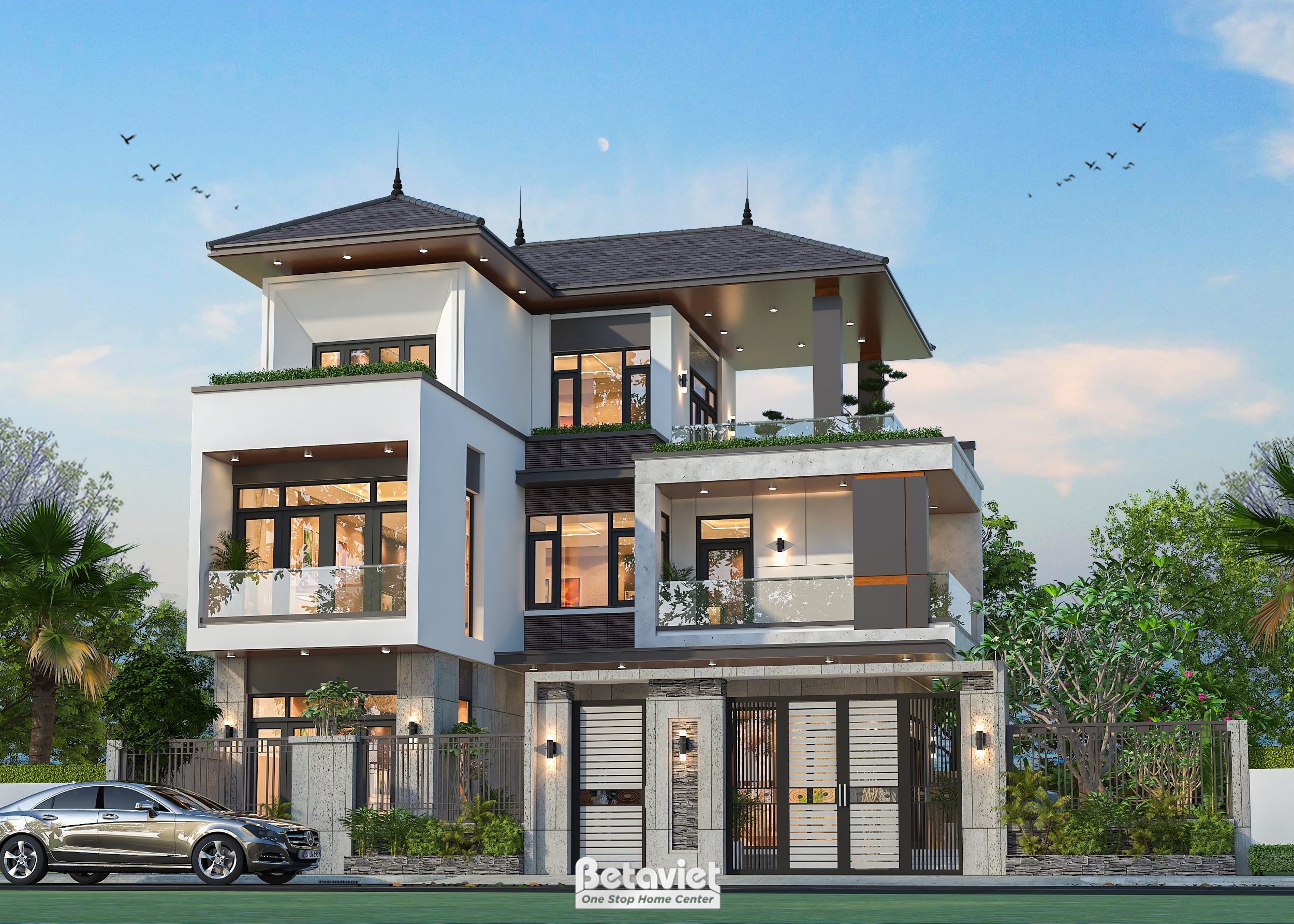 Mẫu thiết kế biệt thự 3 tầng hiện đại 850m2 tại Bắc Ninh KT23360
