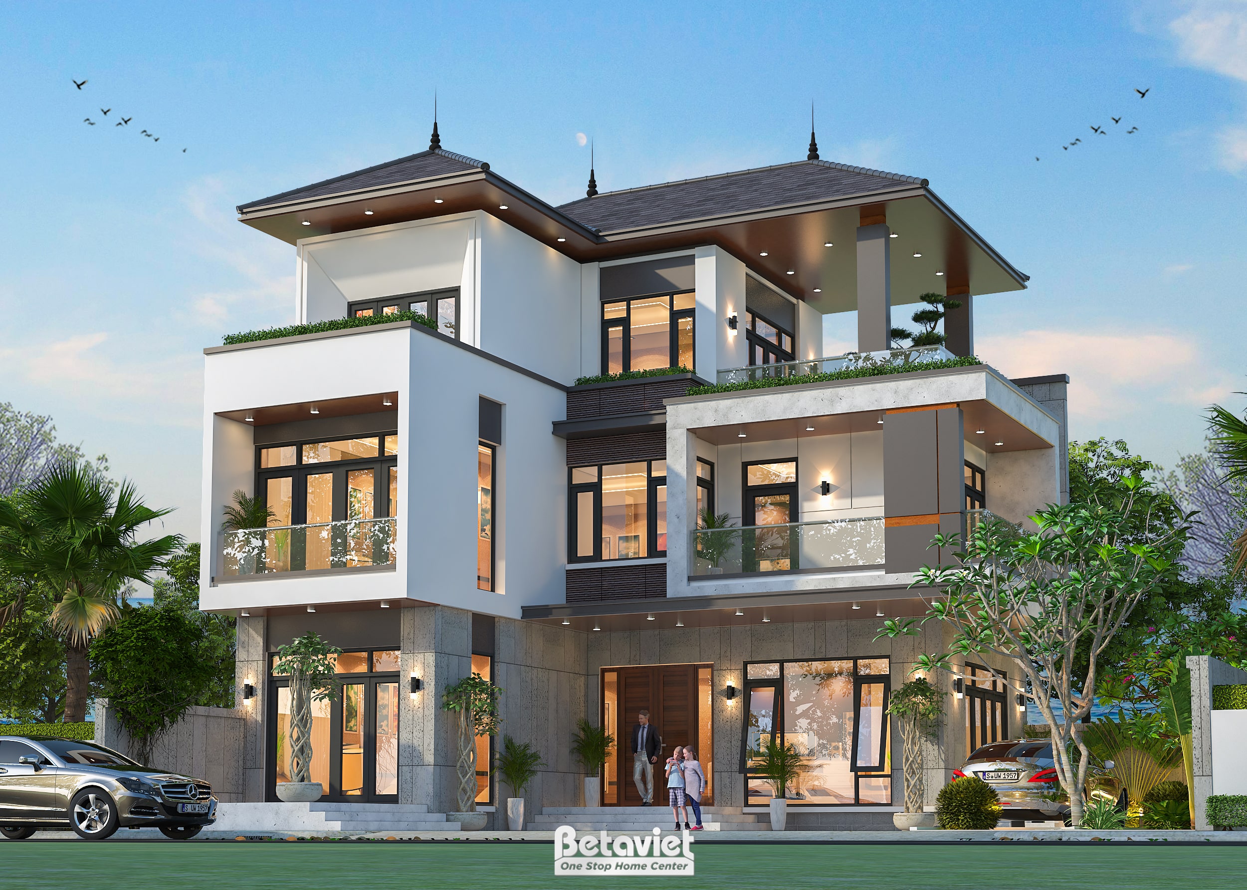 Mẫu thiết kế biệt thự 3 tầng hiện đại 850m2 tại Bắc Ninh KT23360