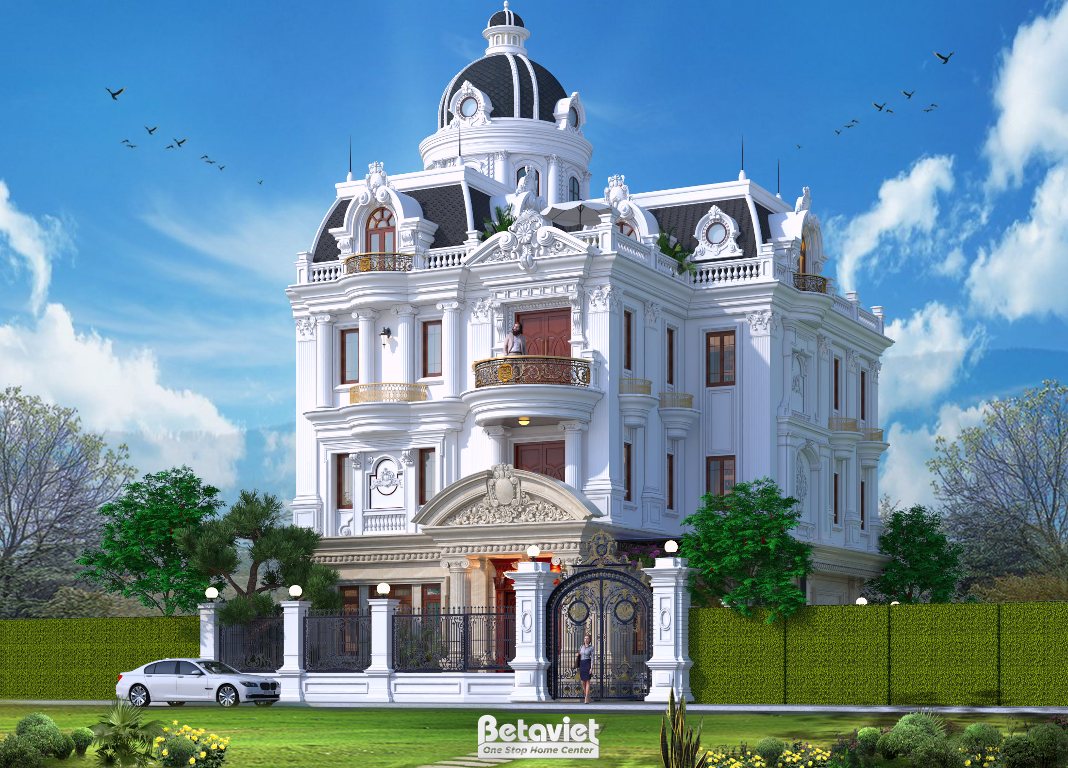 Mẫu thiết kế biệt thự cổ điển Pháp 4 tầng 750m2 ở Hải Phòng KT20155