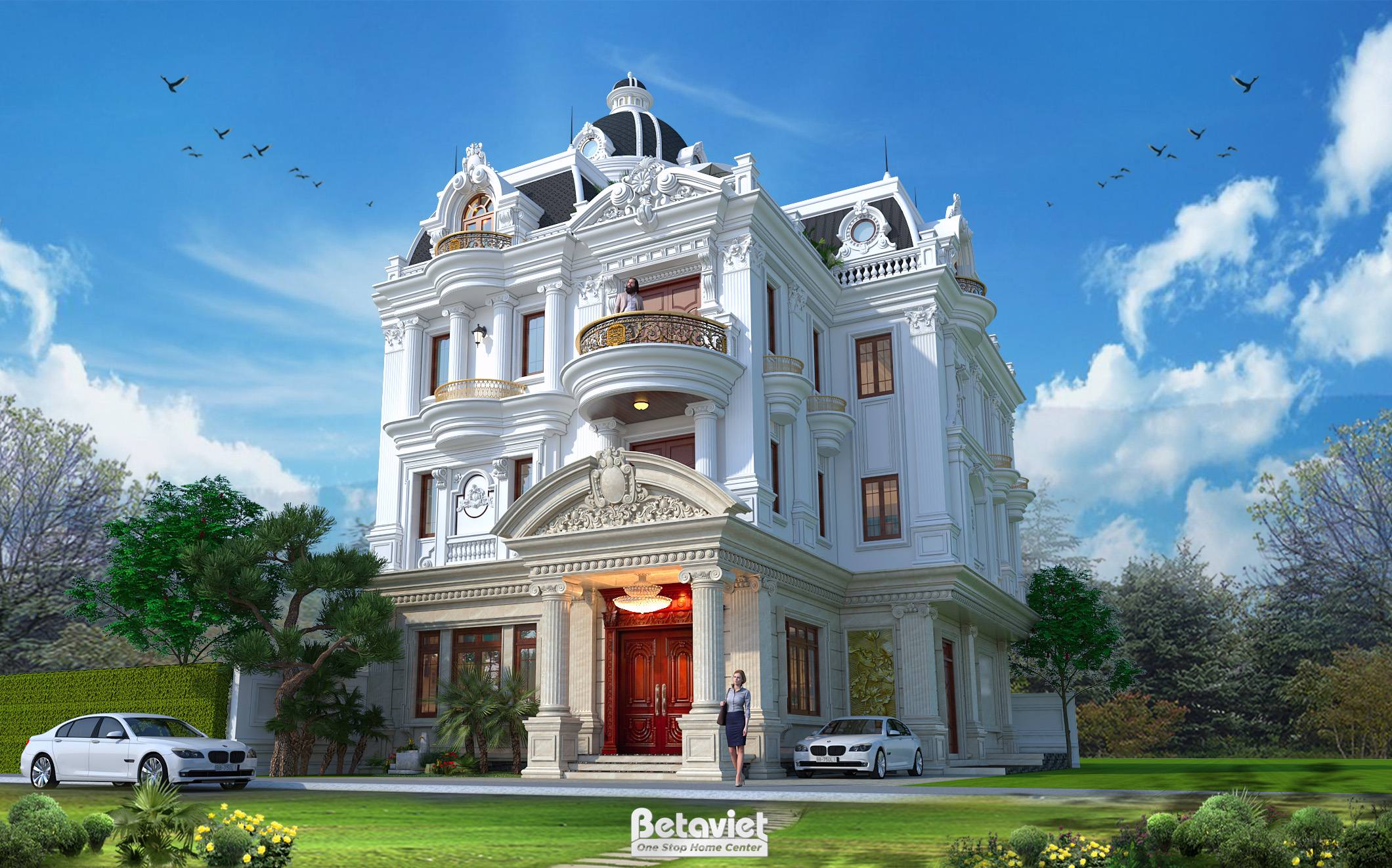 Mẫu thiết kế biệt thự 4 tầng phong cách cổ điển Pháp 750m2 ở Hải Phòng KT20155