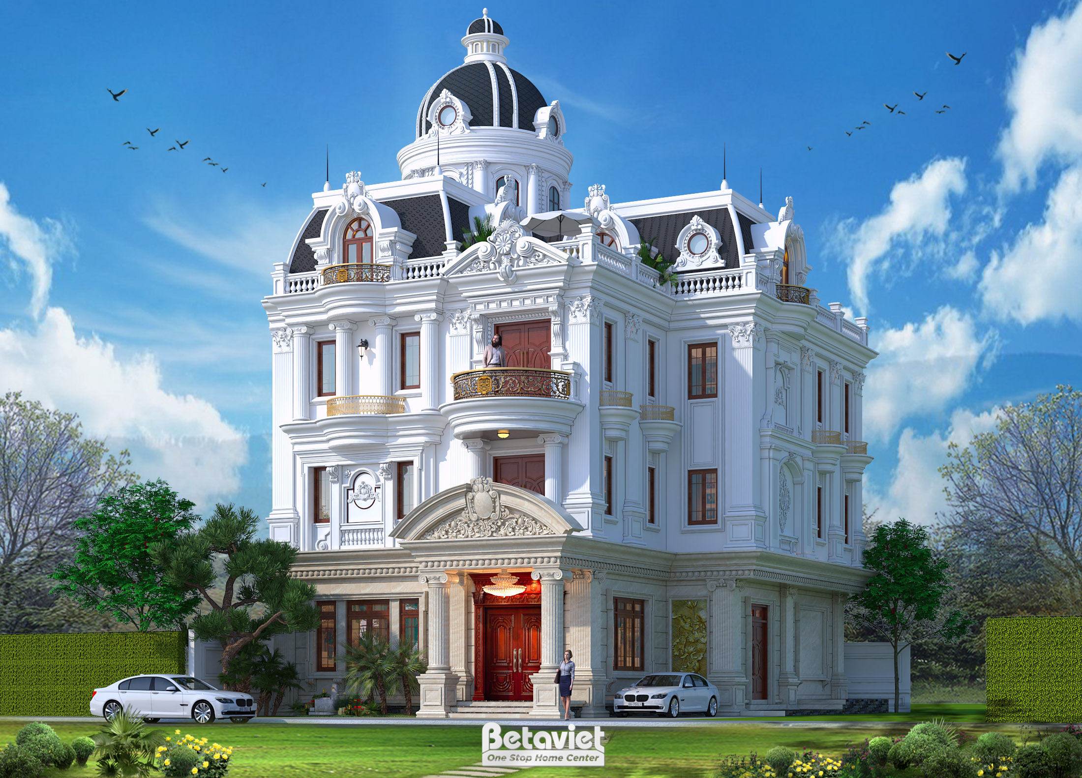 Lâu đài cổ điển tại Hải Phòng KT20155 – phối cảnh góc lệch, toàn cảnh