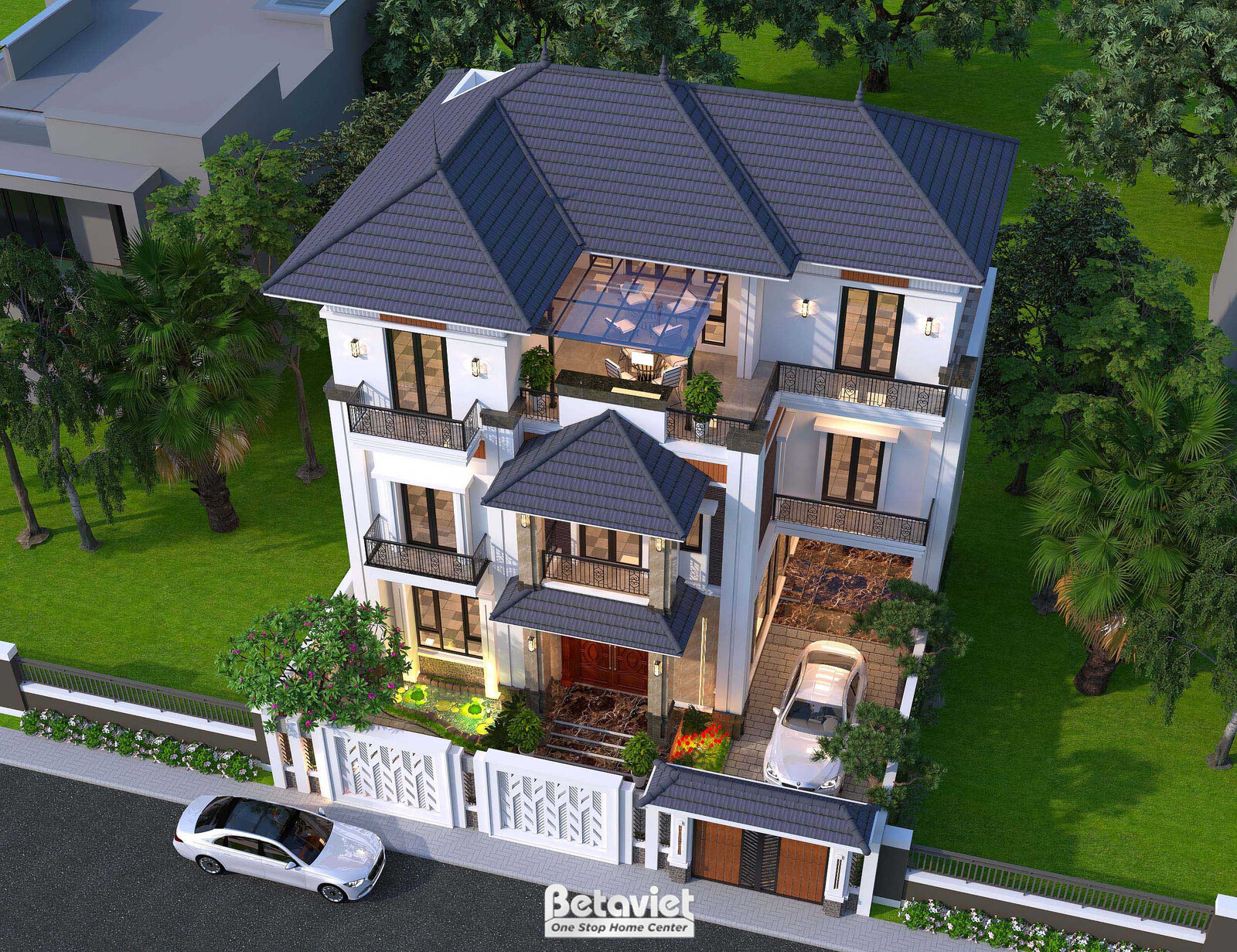 Biệt thự 3 tầng hiện đại KT22182 – phối cảnh mặt tiền (5)