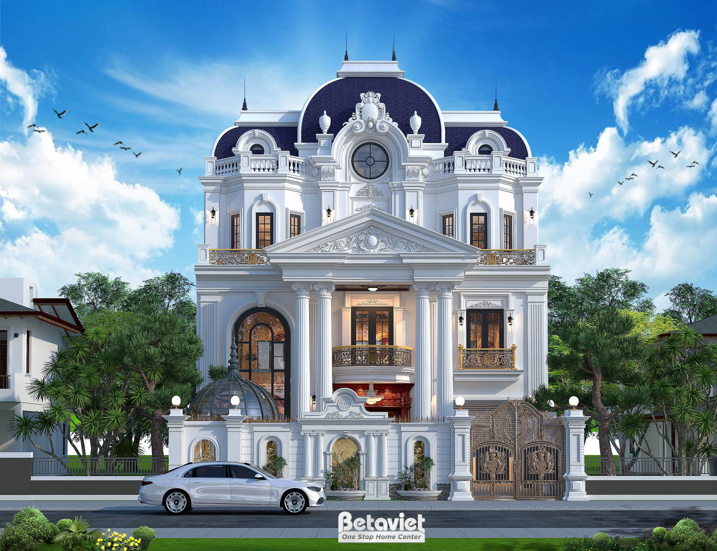 Mẫu thiết kế biệt thự tân cổ điển 4 tầng 800m2 tại Bến Tre KT22086