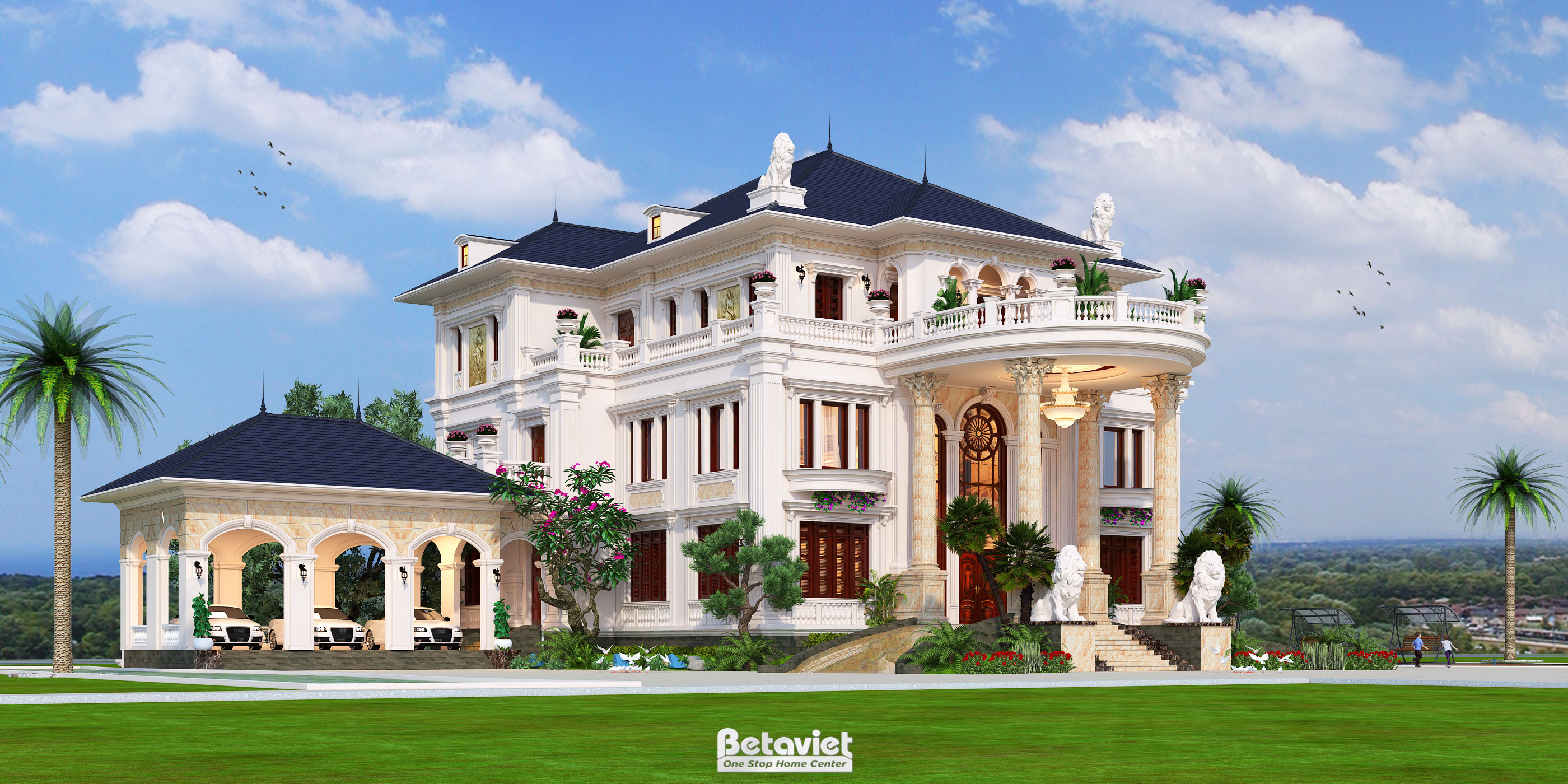 Mẫu thiết kế dinh thự 4 tầng tân cổ điển 2000m2 tại Thanh Hóa KT20071